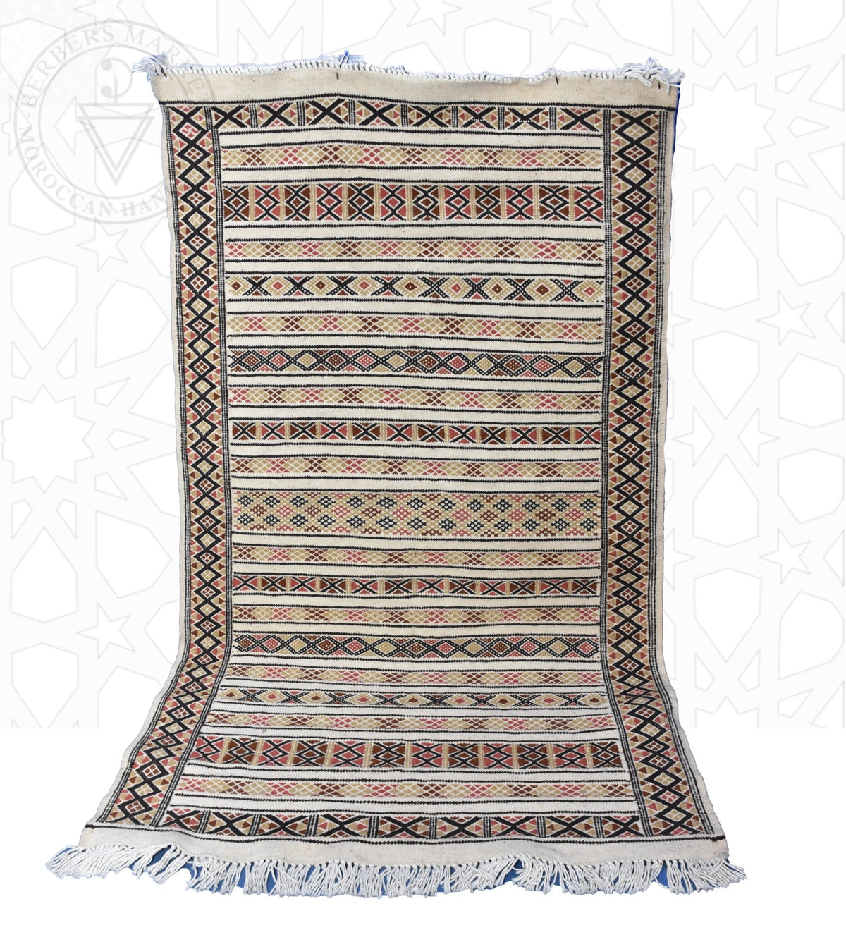 Flatweave kilim hanbal Moroccan rug - 3.94 x 5.42 ft / 120 x 165 cm - Berbers Market