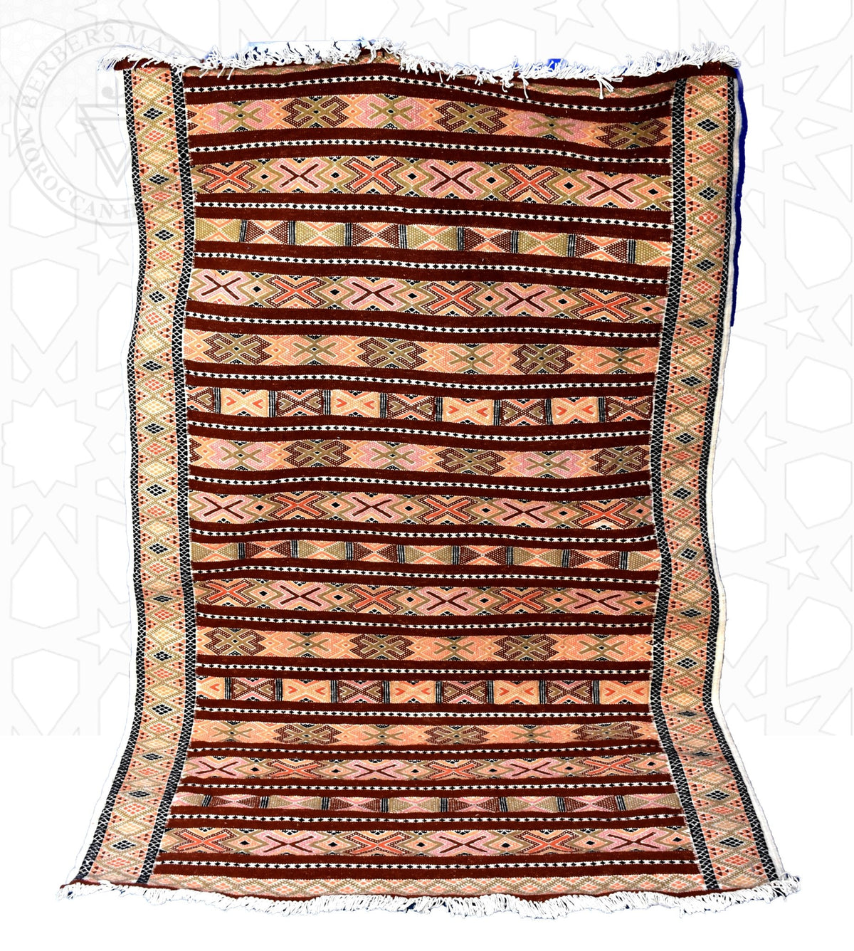 Flatweave kilim hanbal Moroccan rug - 3.94 x 5.75 ft / 120 x 175 cm - Berbers Market