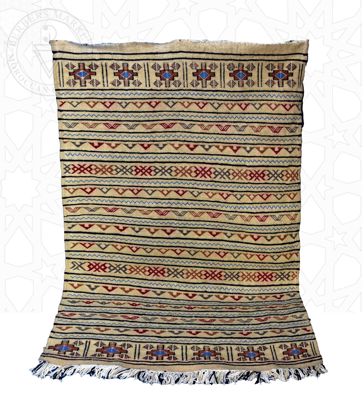 Flatweave kilim hanbal Moroccan rug - 3.94 x 6.1 ft / 120 x 185 cm - Berbers Market
