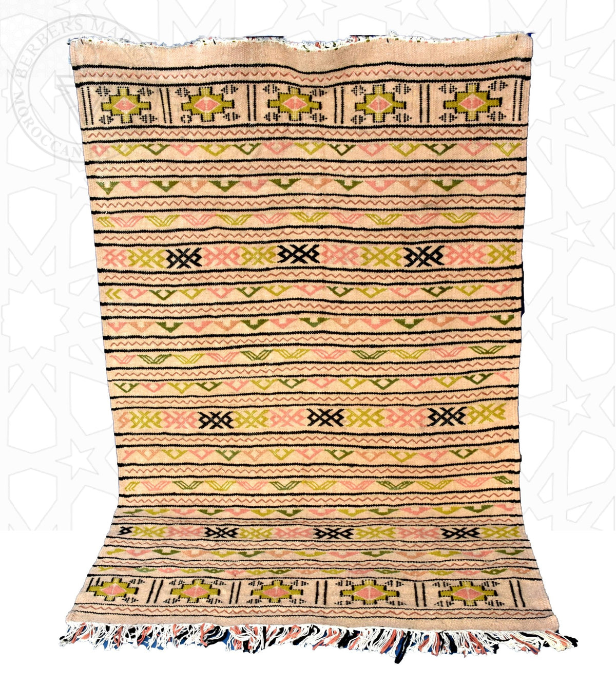 Flatweave kilim hanbal Moroccan rug - 3.95 x 5.91 ft / 120 x 180 cm - Berbers Market