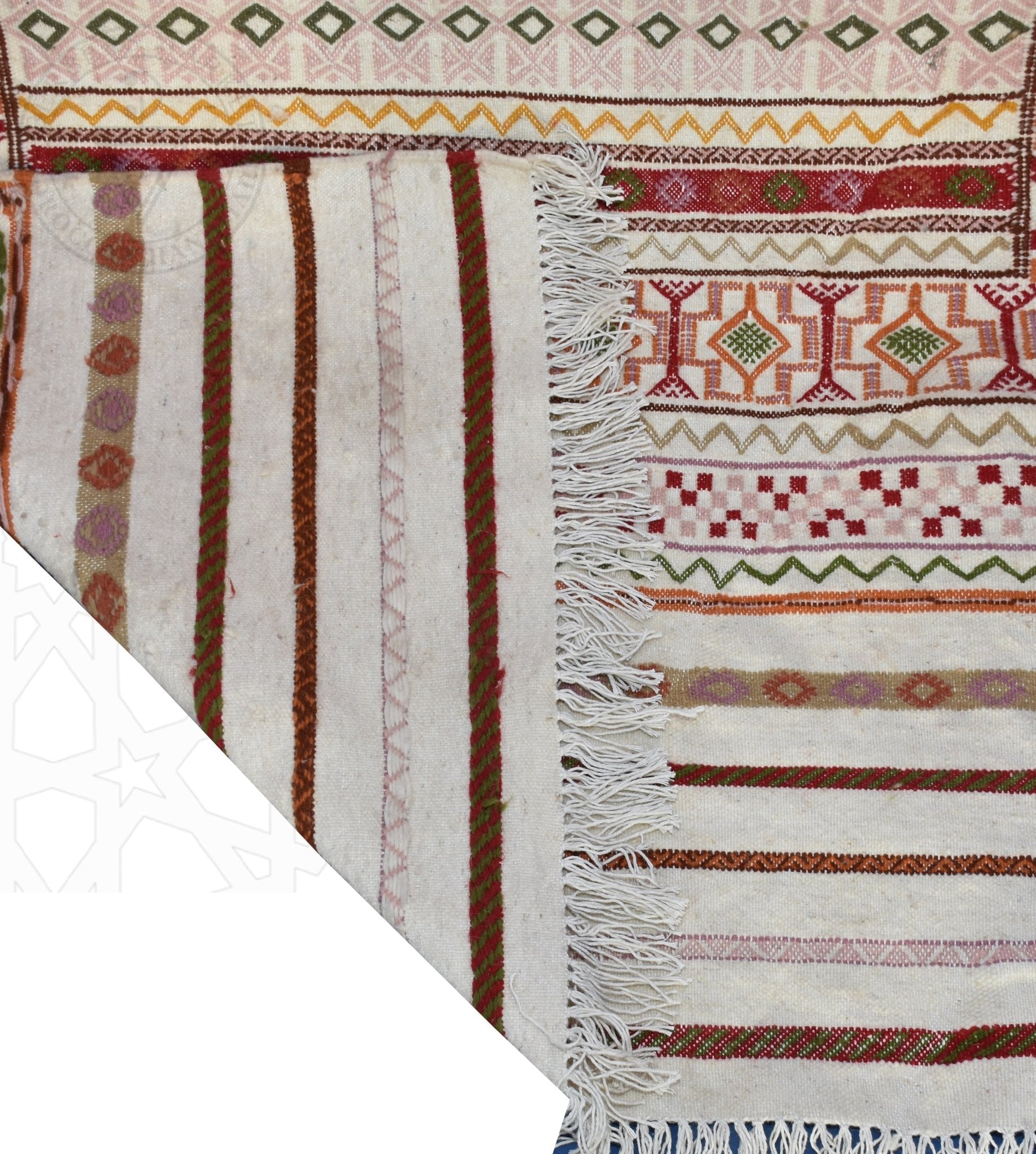 Flatweave kilim hanbal Moroccan rug - 4.11 x 6.24 ft / 125 x 190 cm - Berbers Market