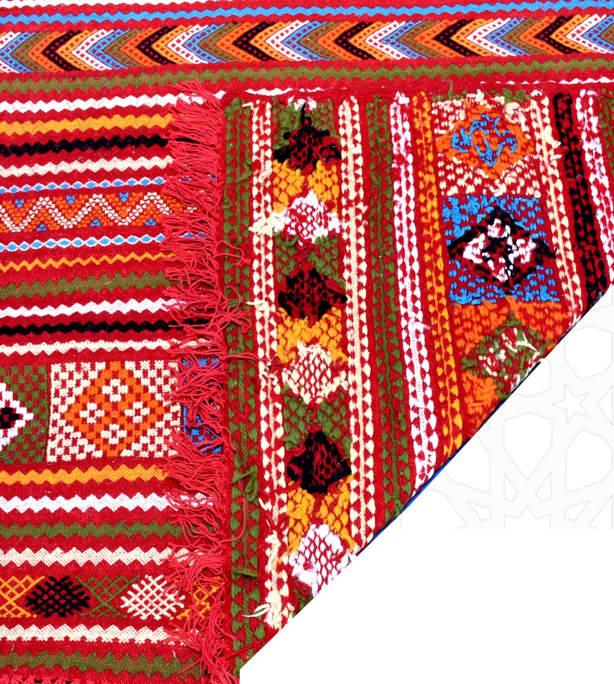 Flatweave kilim hanbal Moroccan rug - 4.11 x 8.04 ft / 125 x 245 cm - Berbers Market