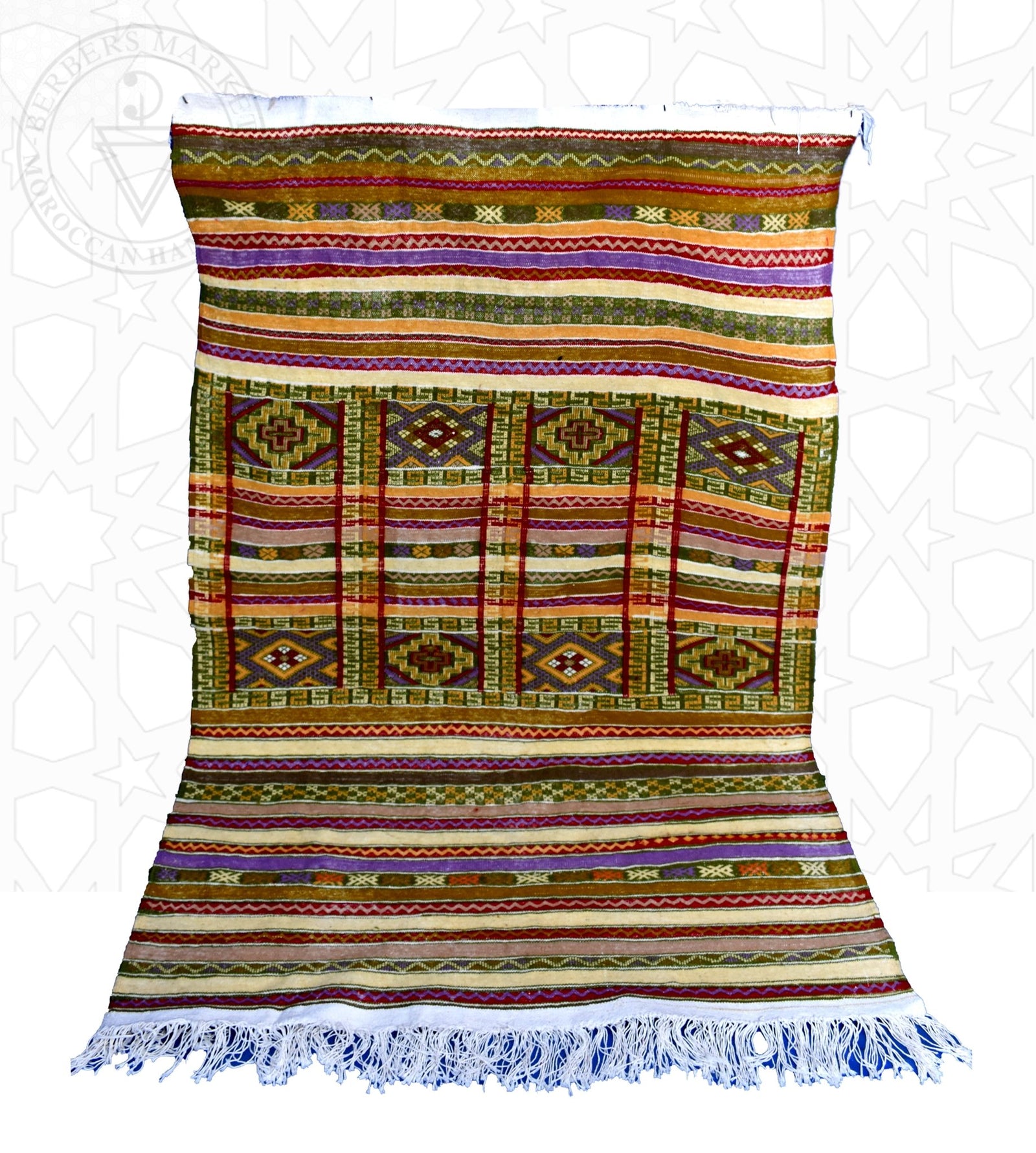 Flatweave kilim hanbal Moroccan rug - 4.27 x 5.91 ft / 130 x 180 cm - Berbers Market