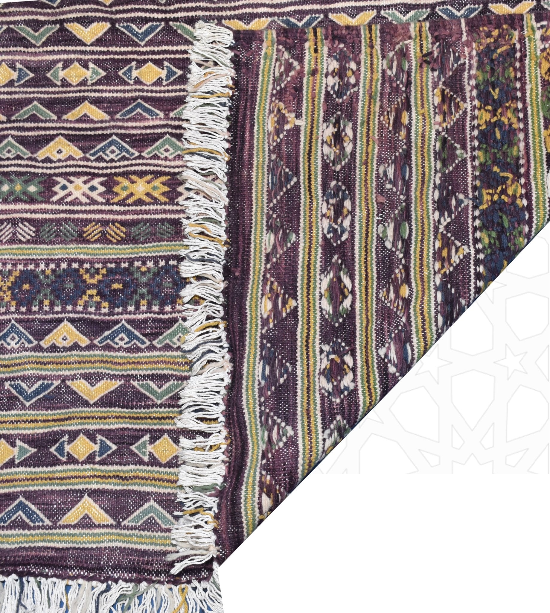 Flatweave kilim hanbal Moroccan rug - 4.27 x 6.57 ft / 130 x 200 cm - Berbers Market