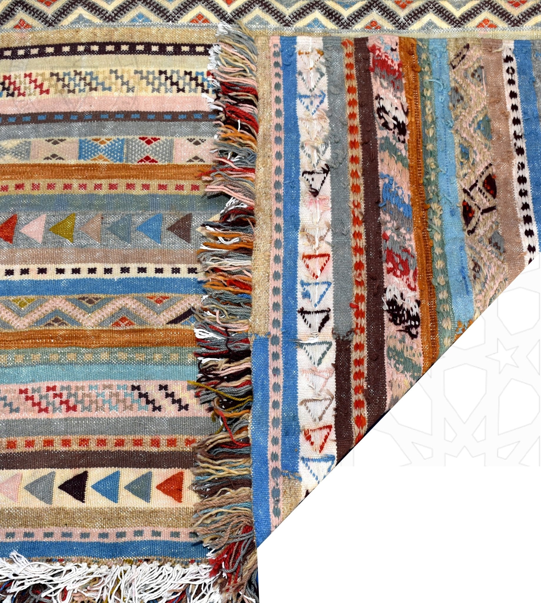Flatweave kilim hanbal Moroccan rug - 4.27 x 6.9 ft / 130 x 210 cm - Berbers Market