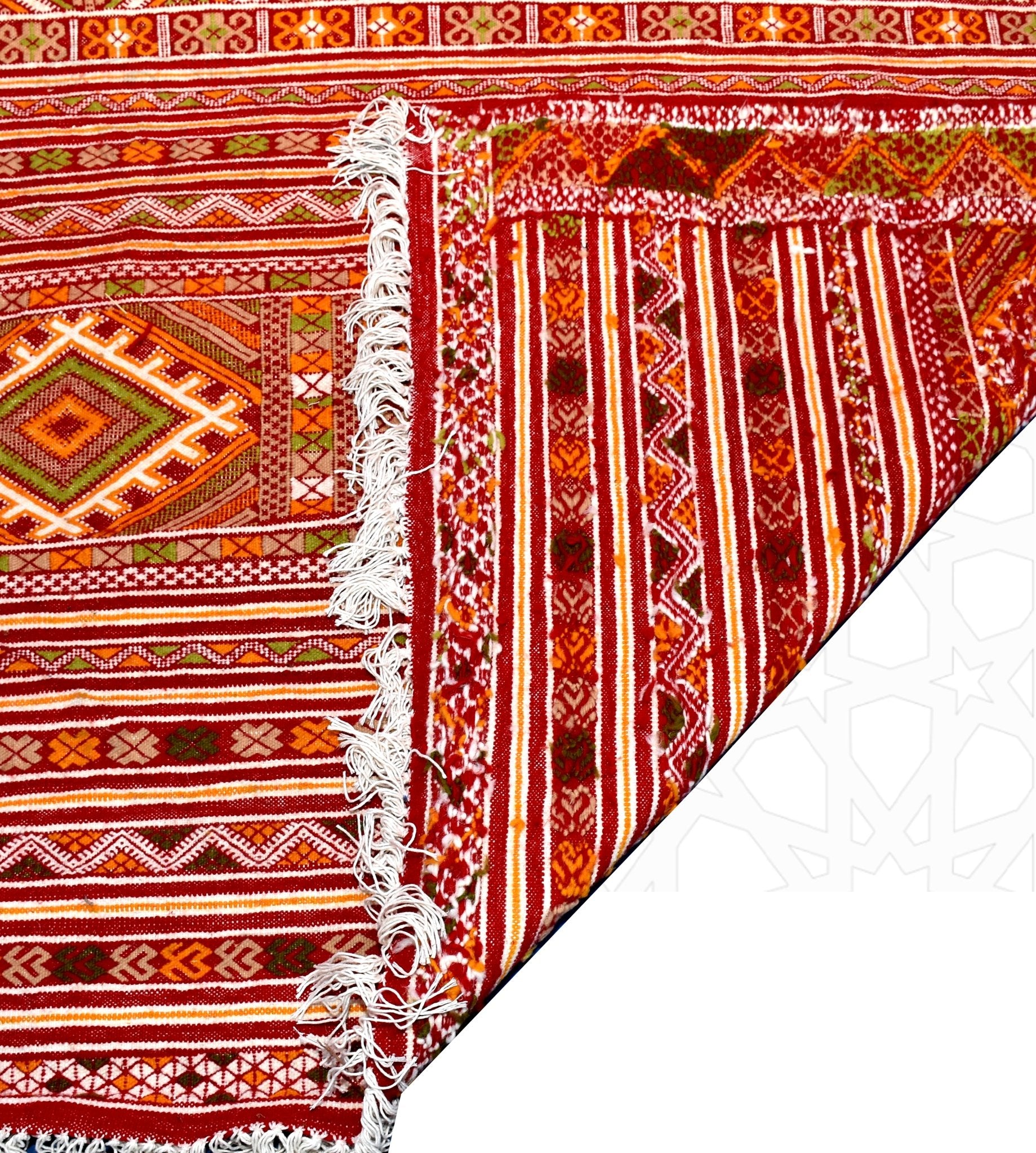 Flatweave kilim hanbal Moroccan rug - 4.27 x 7.55 ft / 130 x 230 cm - Berbers Market