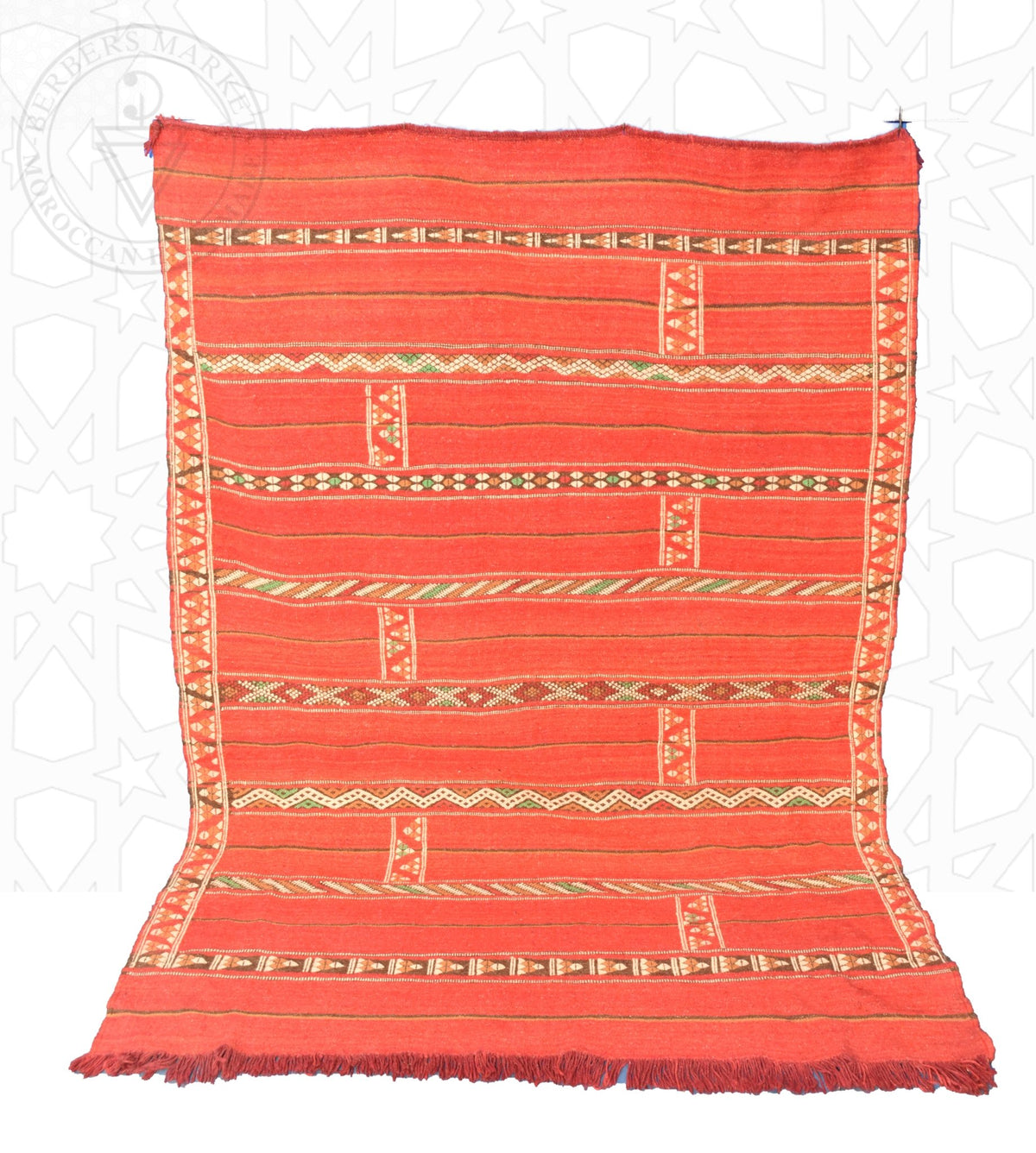 Flatweave kilim hanbal Moroccan rug - 4.43 x 5.75 ft / 135 x 175 cm - Berbers Market