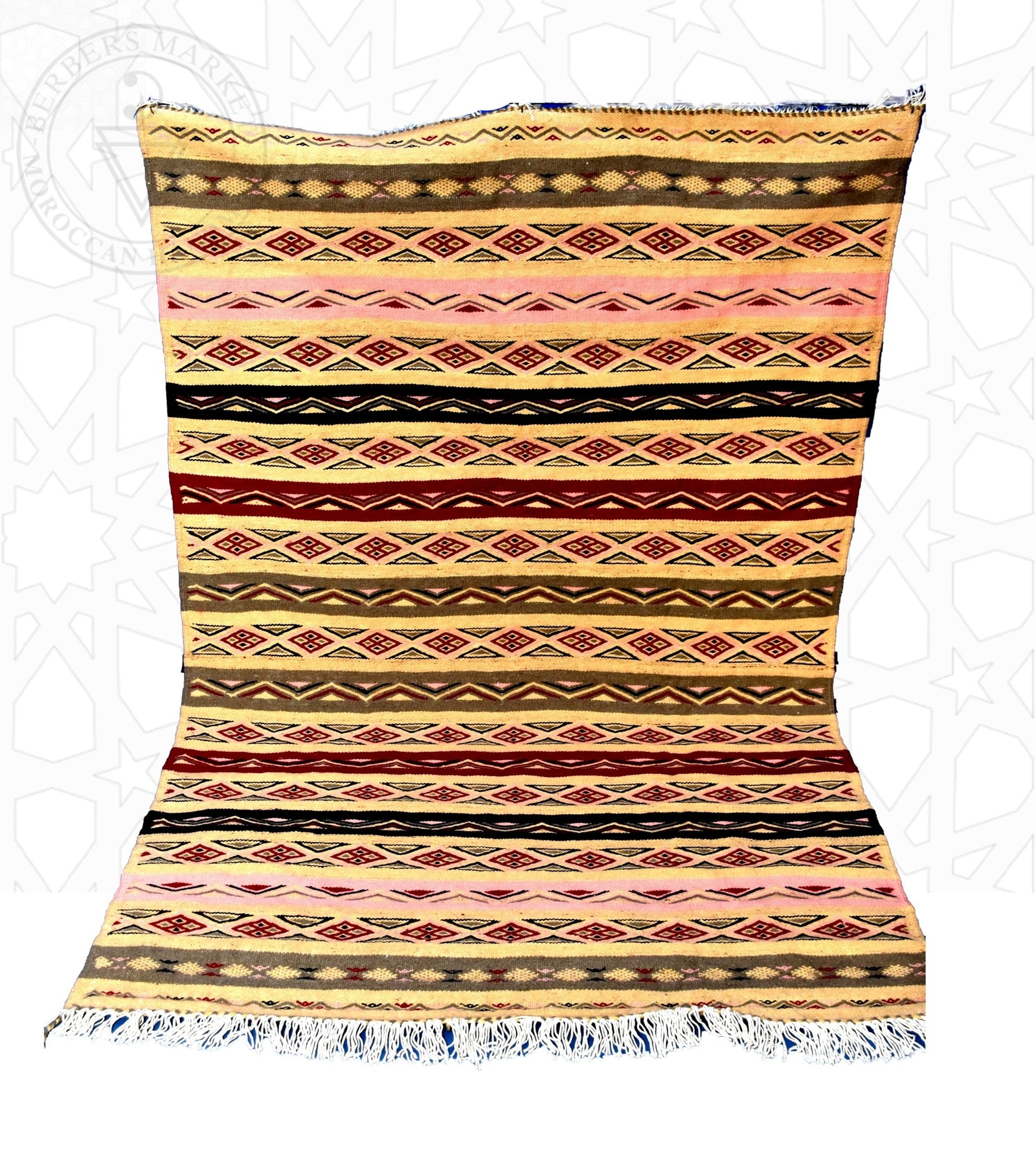 Flatweave kilim hanbal Moroccan rug - 4.6 x 6.1 ft / 140 x 210 cm - Berbers Market