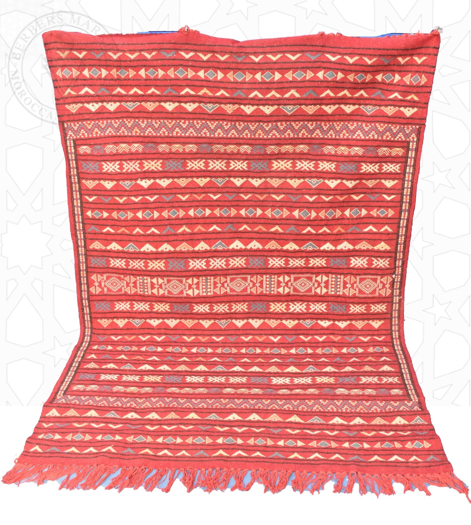 Flatweave kilim hanbal Moroccan rug - 4.6 x 6.57 ft / 140 x 200 cm - Berbers Market