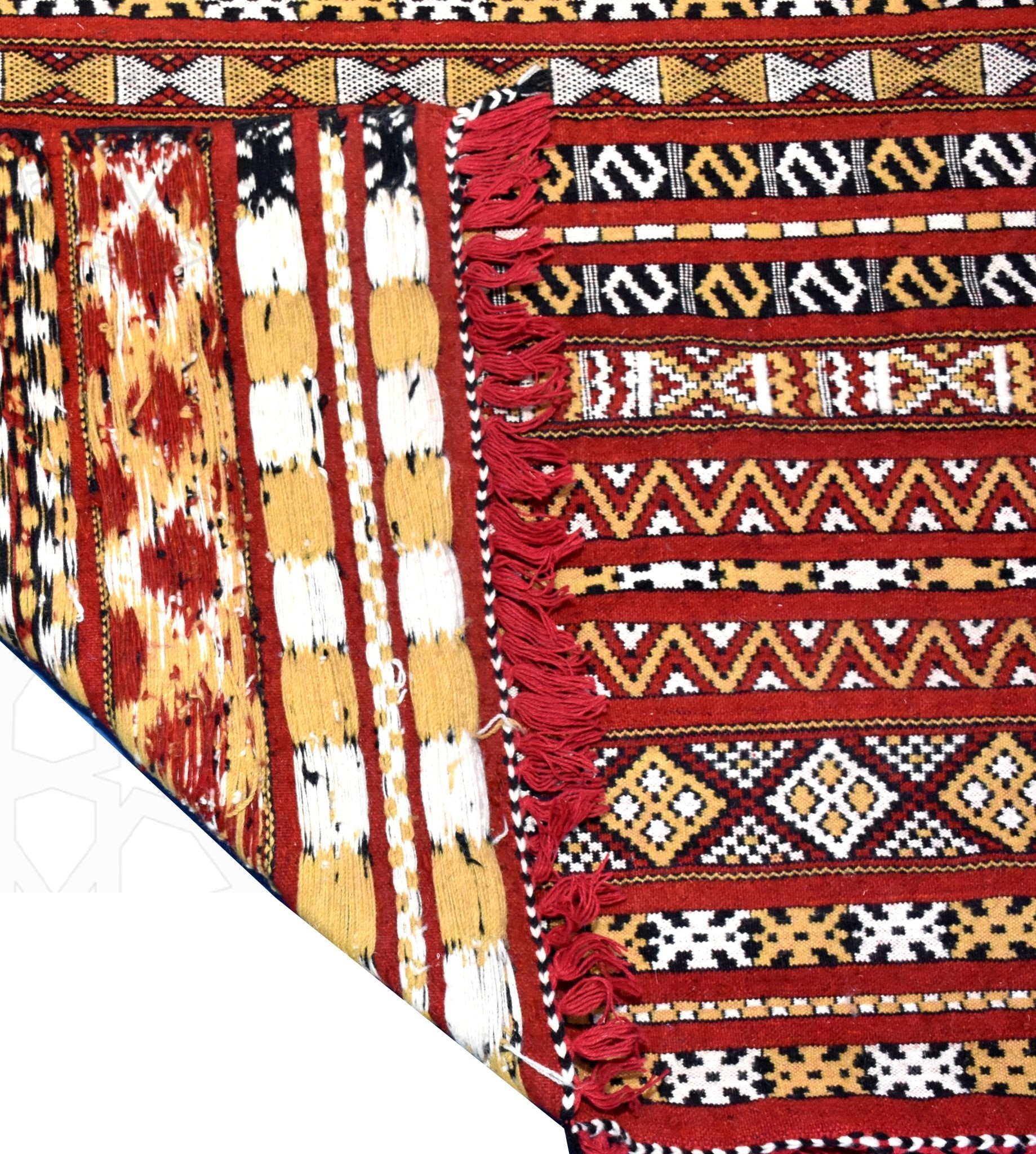 Flatweave kilim hanbal Moroccan rug - 4.6 x 7.06 ft / 140 x 215 cm - Berbers Market