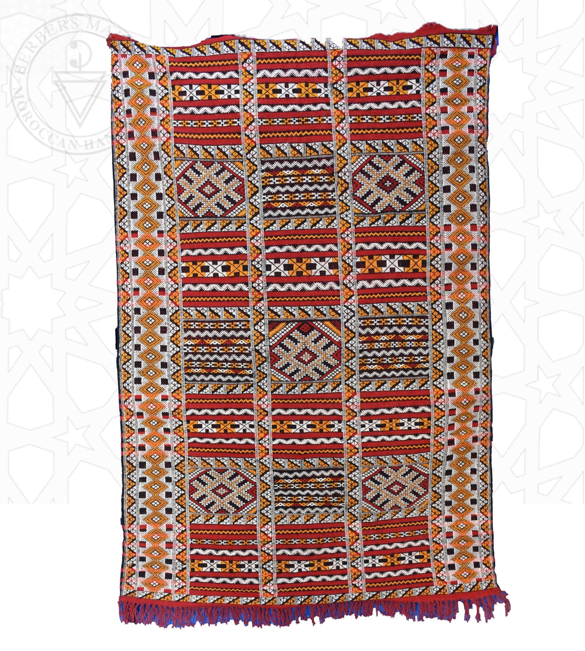 Flatweave kilim hanbal Moroccan rug - 4.6 x 7.22 ft / 140 x 220 cm - Berbers Market