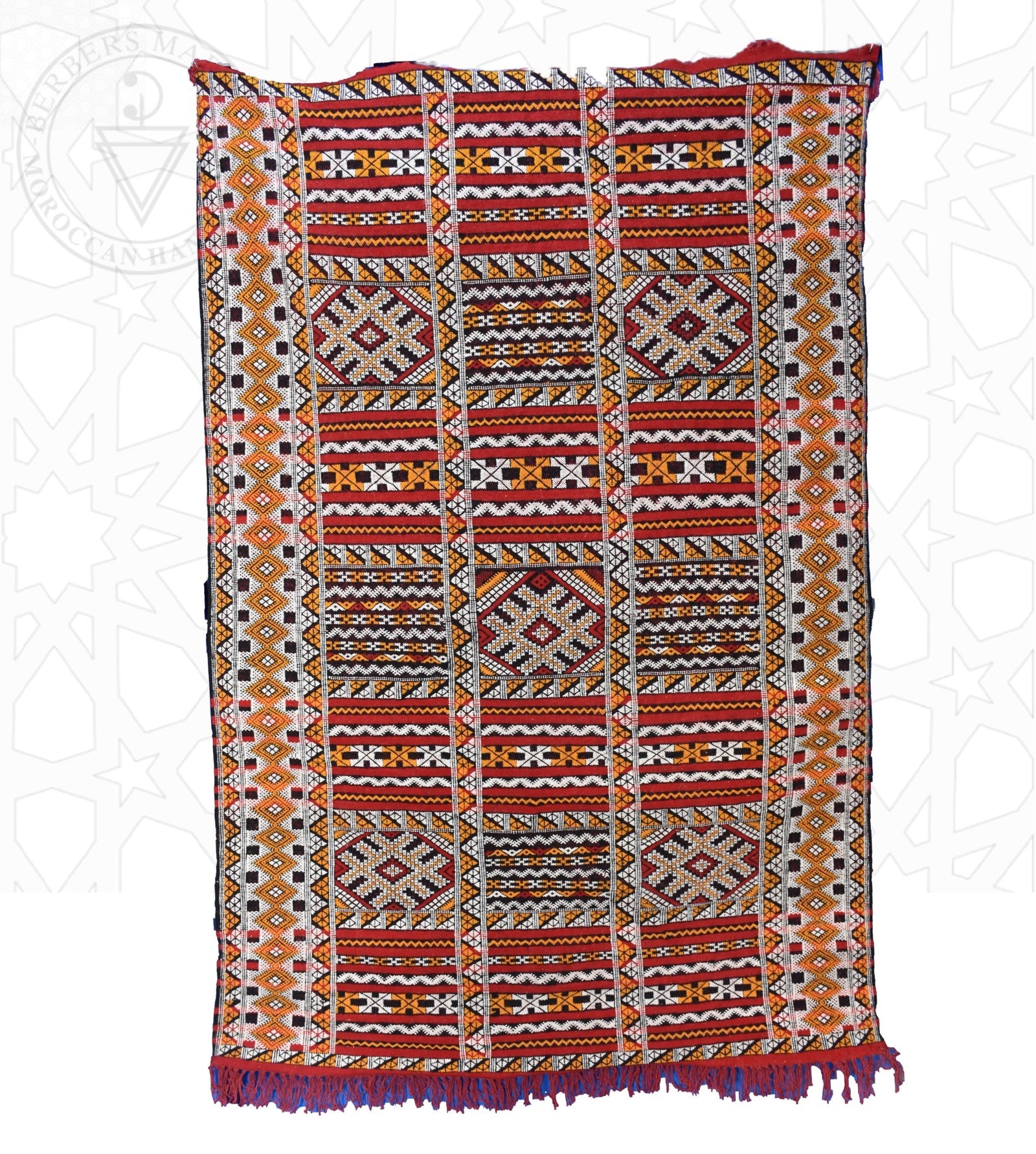 Flatweave kilim hanbal Moroccan rug - 4.6 x 7.22 ft / 140 x 220 cm - Berbers Market