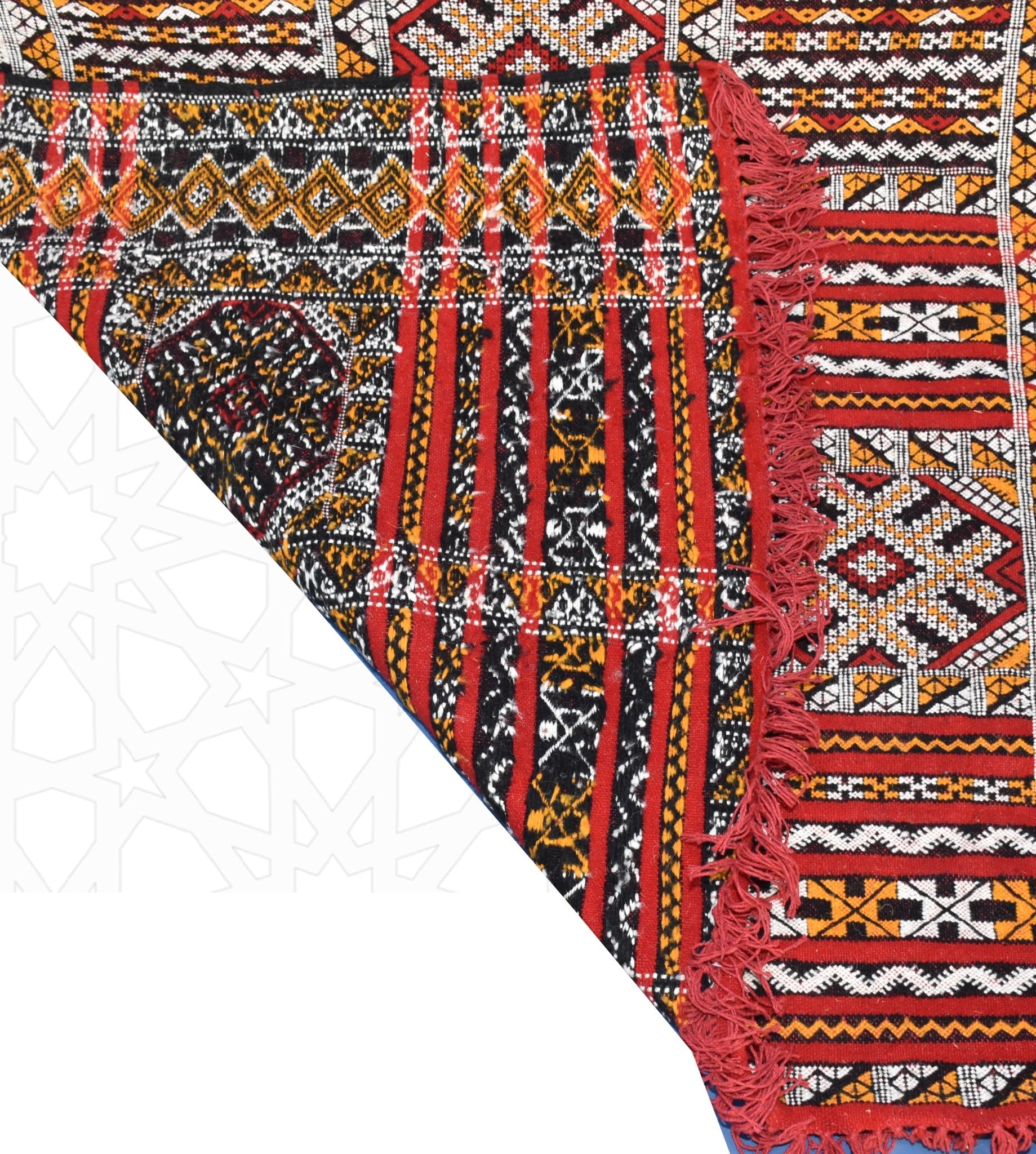 Flatweave kilim hanbal Moroccan rug - 4.6 x 7.22 ft / 140 x 220 cm - Berbers Market