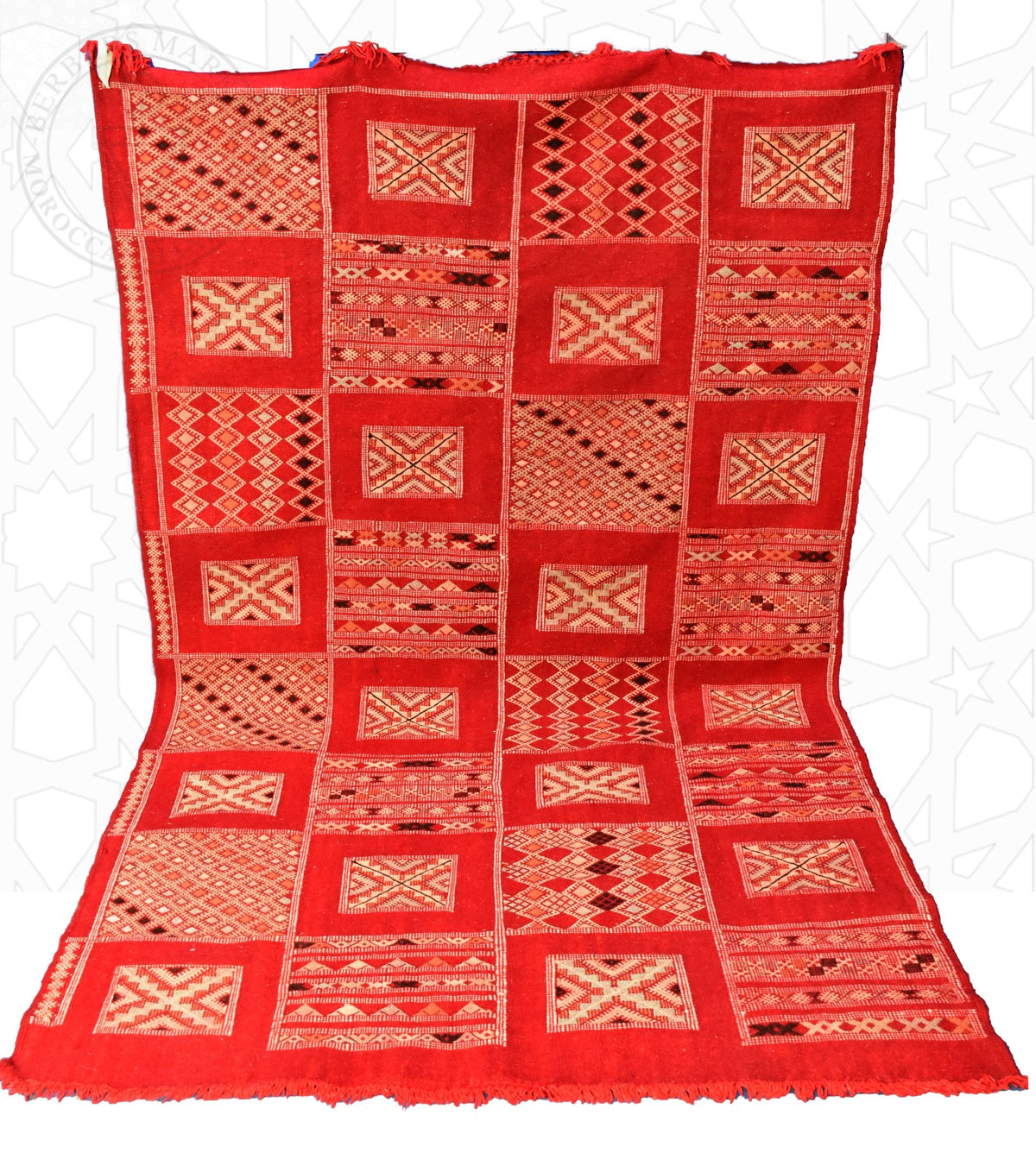 Flatweave kilim hanbal Moroccan rug - 4.6 x 7.55 ft / 140 x 230 cm - Berbers Market