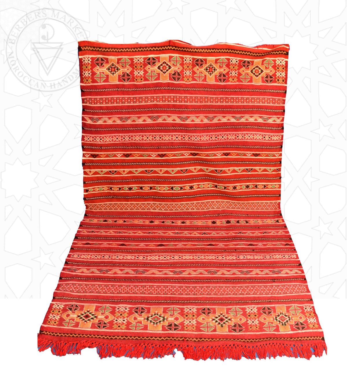 Flatweave kilim hanbal Moroccan rug - 4.6 x 7.71 ft / 140 x 235 cm - Berbers Market