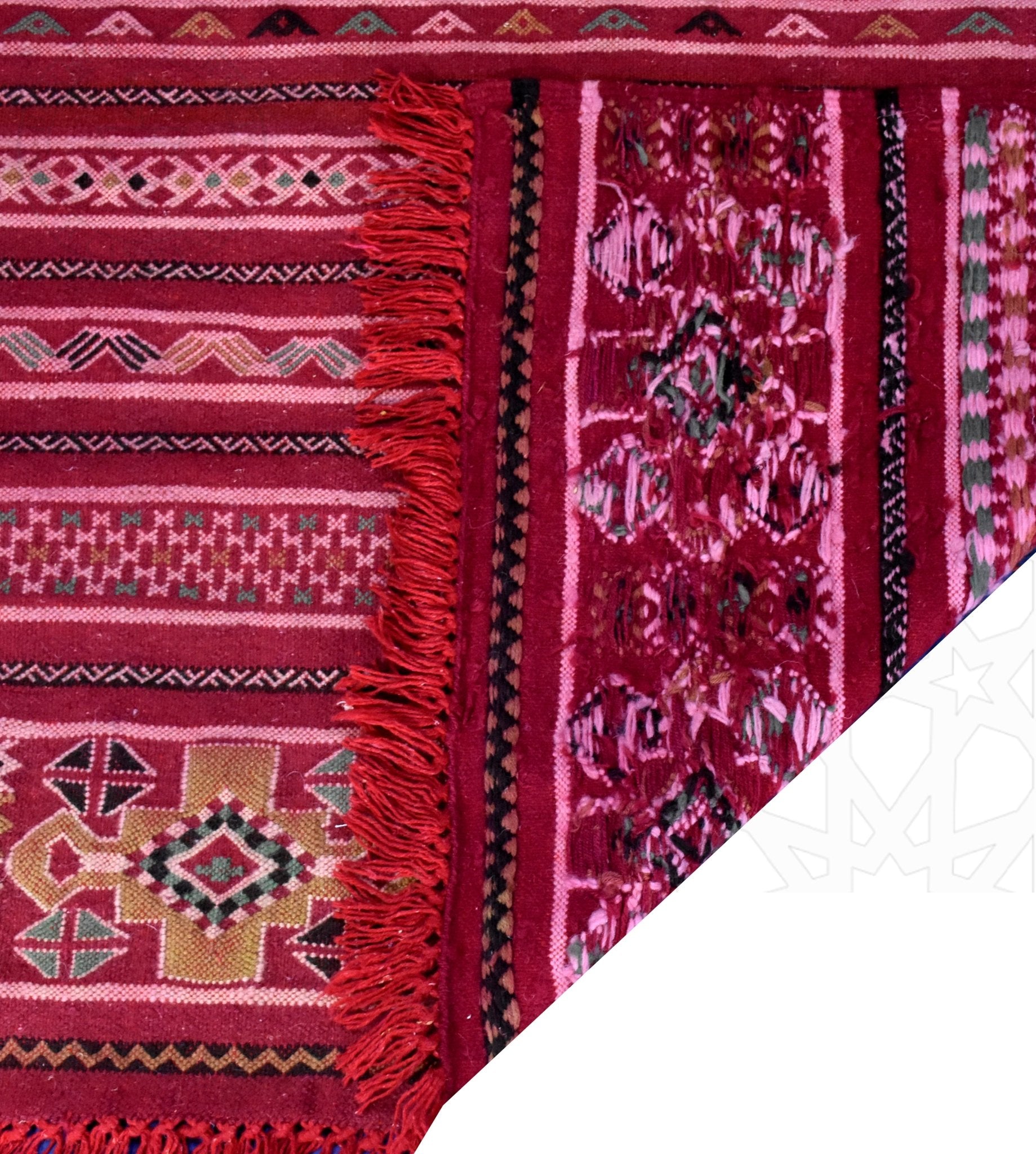 Flatweave kilim hanbal Moroccan rug - 4.6 x 7.71 ft / 140 x 235 cm - Berbers Market