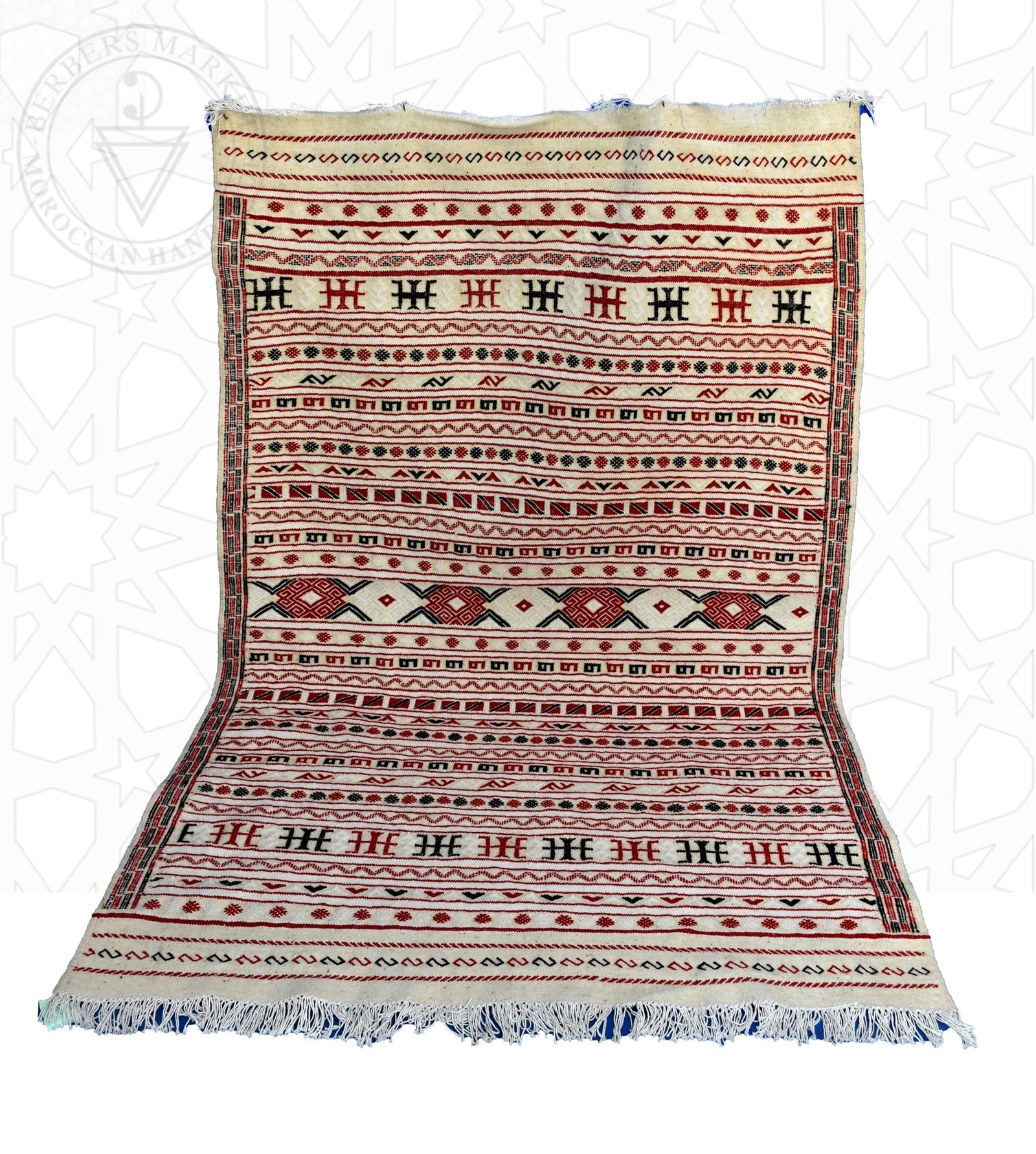 Flatweave kilim hanbal Moroccan rug - 4.93 x 6.9 ft / 150 x 210 cm - Berbers Market