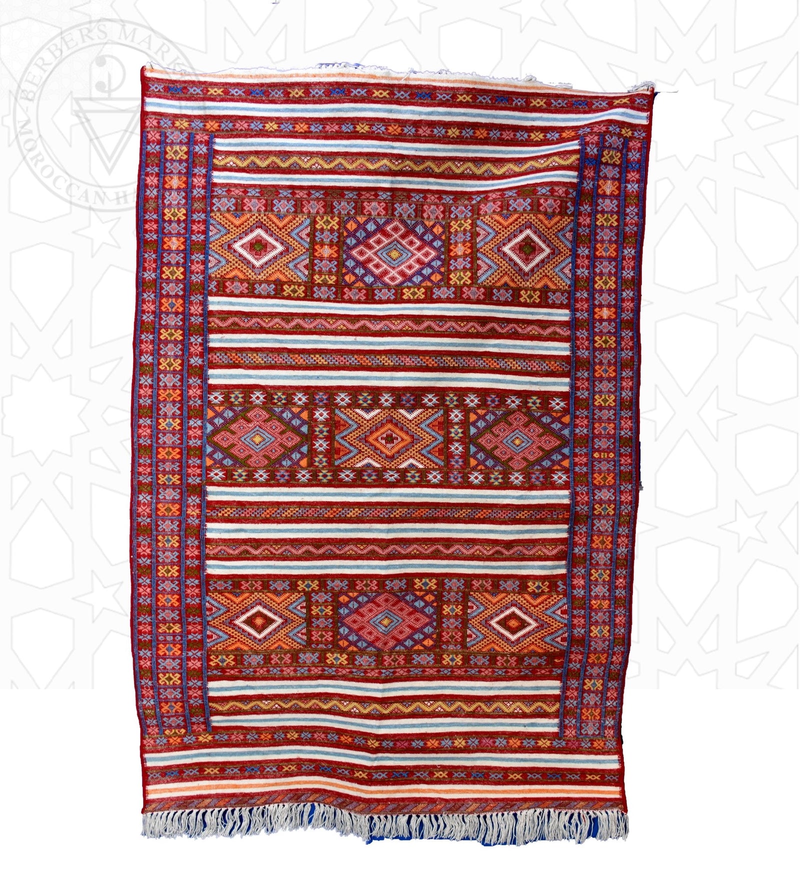 Flatweave kilim hanbal Moroccan rug - 4.93 x 7.06 ft / 150 x 215 cm - Berbers Market
