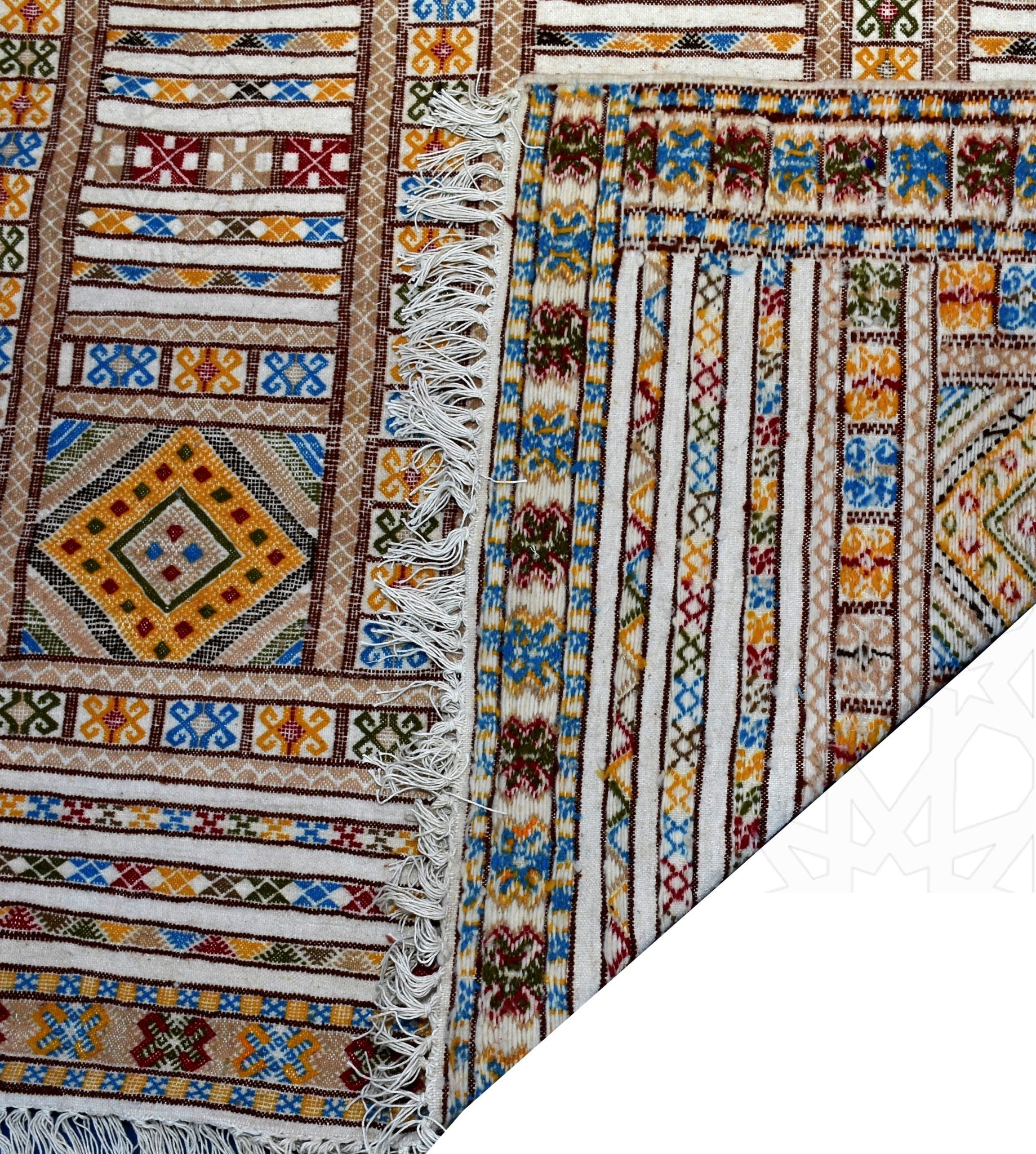 Flatweave kilim hanbal Moroccan rug - 4.93 x 7.22 ft / 150 x 220 cm - Berbers Market