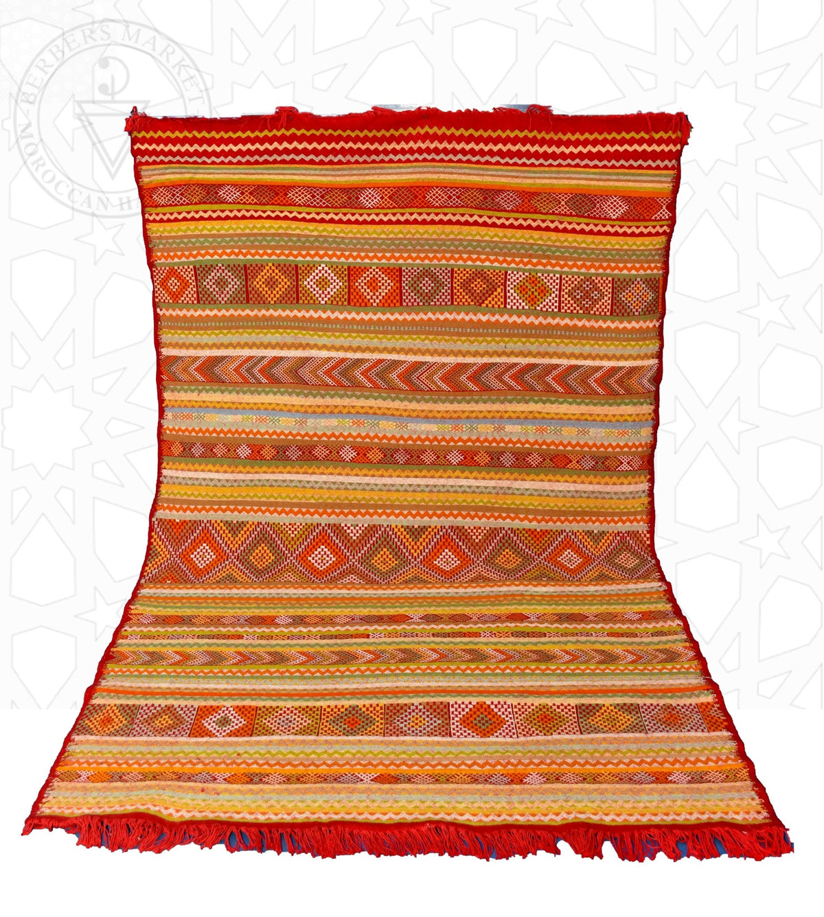 Flatweave kilim hanbal Moroccan rug - 4.93 x 7.9 ft / 150 x 240 cm - Berbers Market