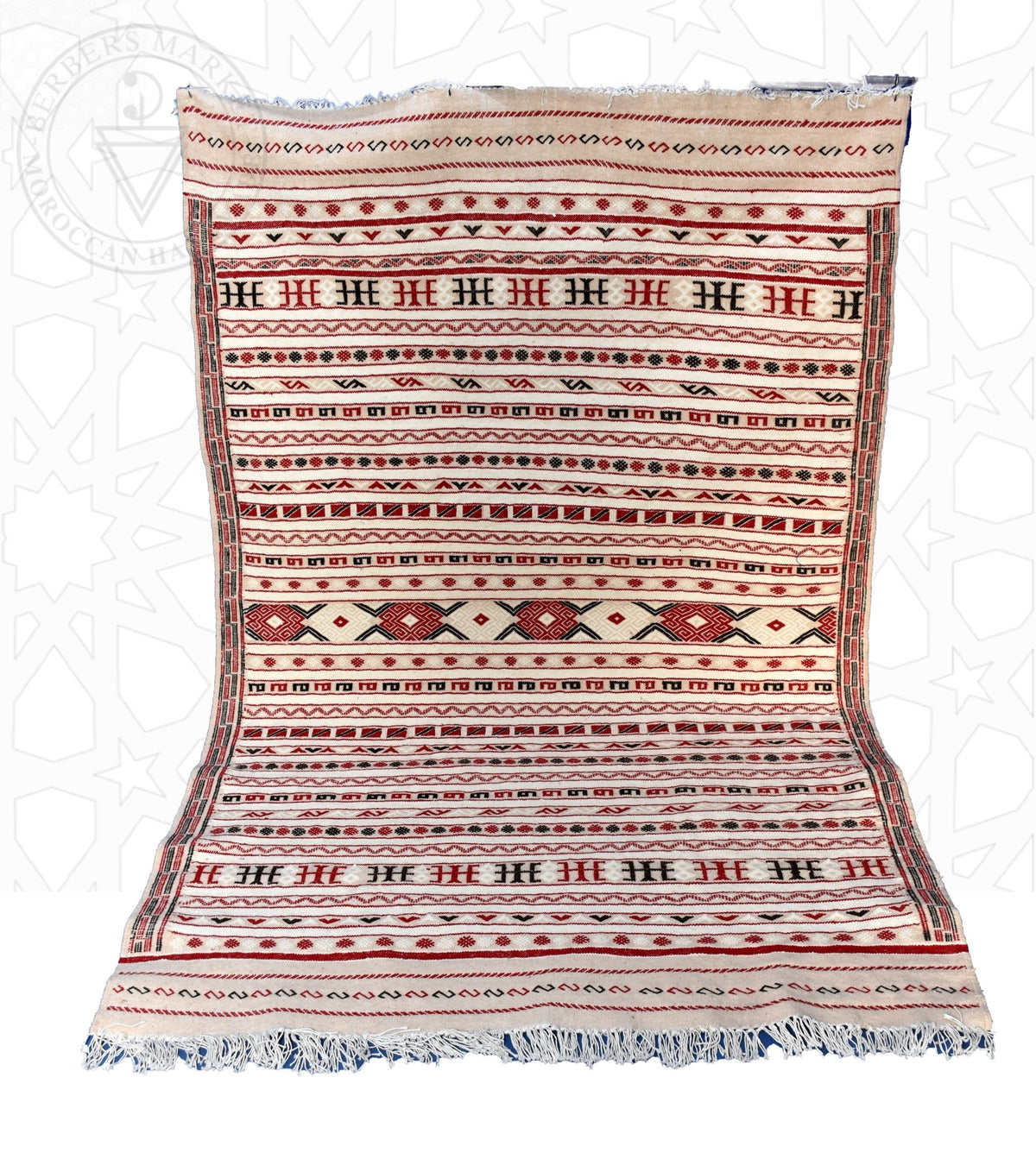 Flatweave kilim hanbal Moroccan rug - 4.94 x 7.06 ft / 150 x 215 cm - Berbers Market