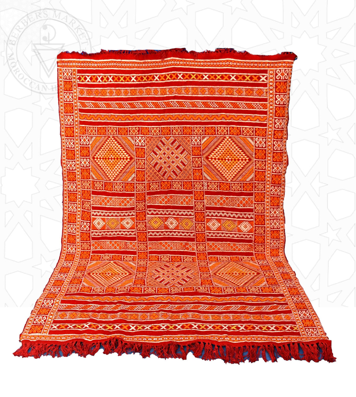 Flatweave kilim hanbal Moroccan rug - 5.1 x 6.73 ft / 155 x 205 cm - Berbers Market