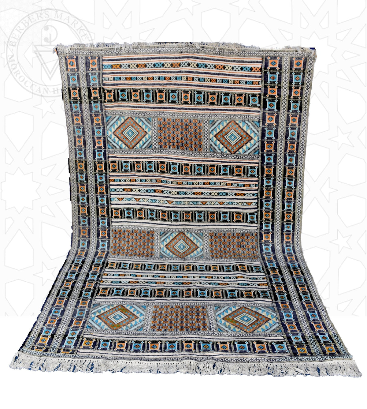 Flatweave kilim hanbal Moroccan rug - 5.1 x 7.22 ft / 155 x 220 cm - Berbers Market