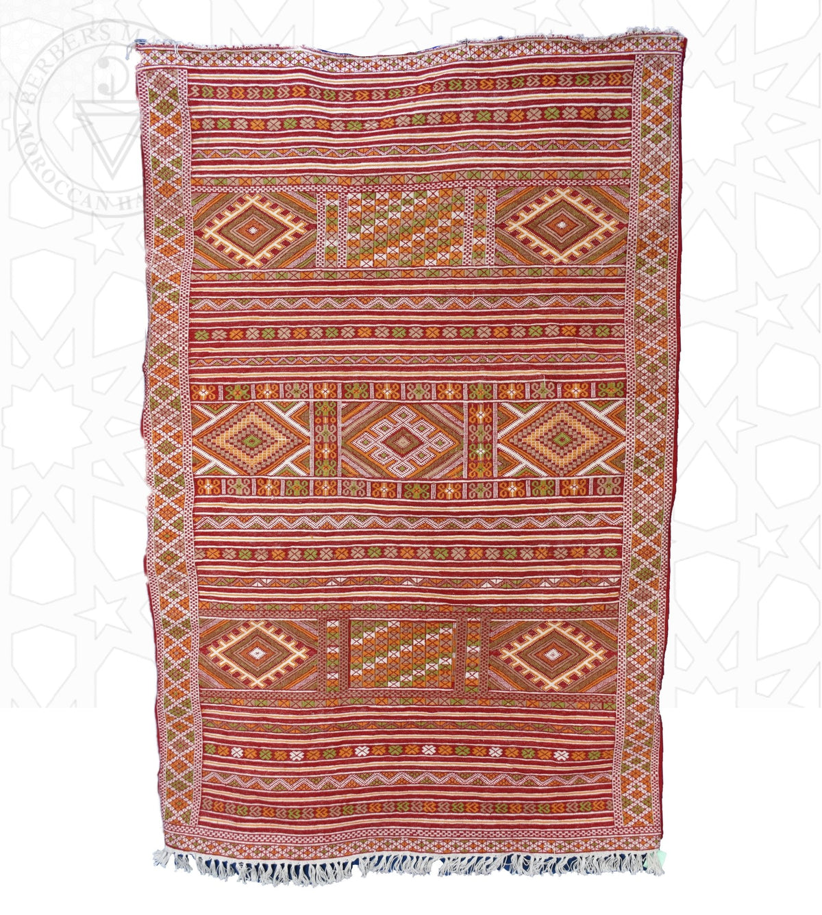Flatweave kilim hanbal Moroccan rug - 5.1 x 7.9 ft / 155 x 240 cm - Berbers Market