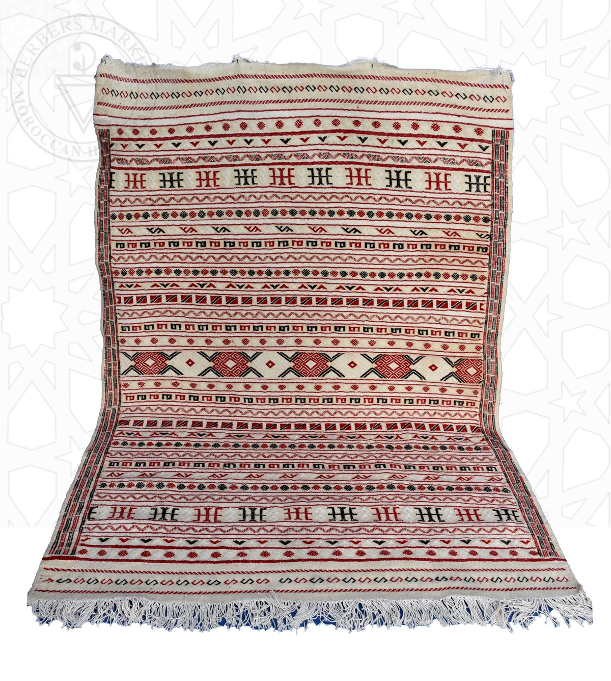 Flatweave kilim hanbal Moroccan rug - 5.25 x 6.73 ft / 160 x 205 cm - Berbers Market