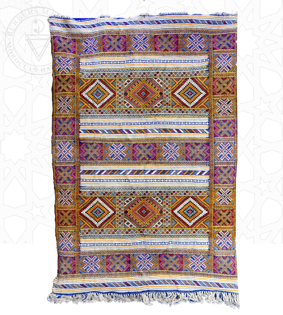 Flatweave kilim hanbal Moroccan rug - 5.25 x 7.9 ft / 160 x 240 cm - Berbers Market