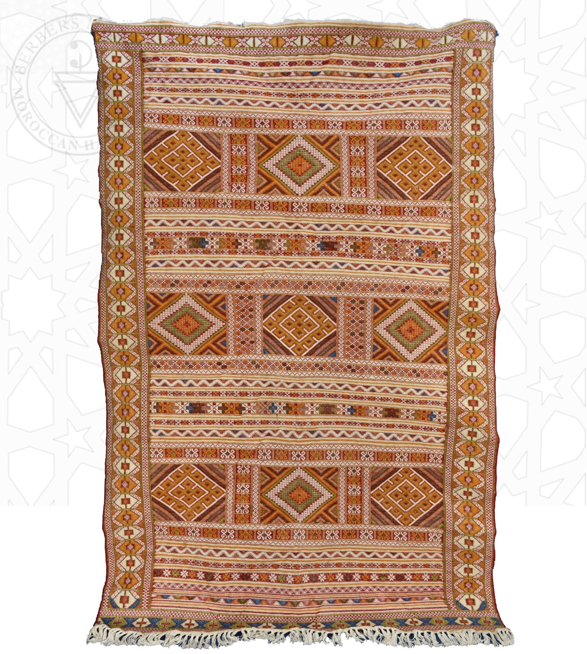 Flatweave kilim hanbal Moroccan rug - 5.6 x 8.89 ft / 170 x 270 cm - Berbers Market