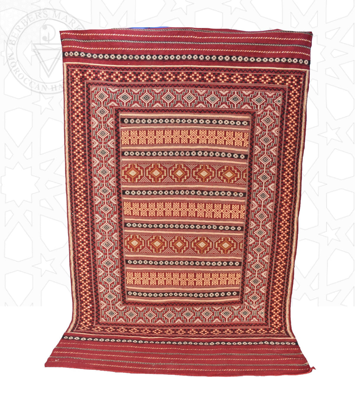 Flatweave kilim hanbal Moroccan rug - 6.24 x 10.18 ft / 190 x 310 cm - Berbers Market