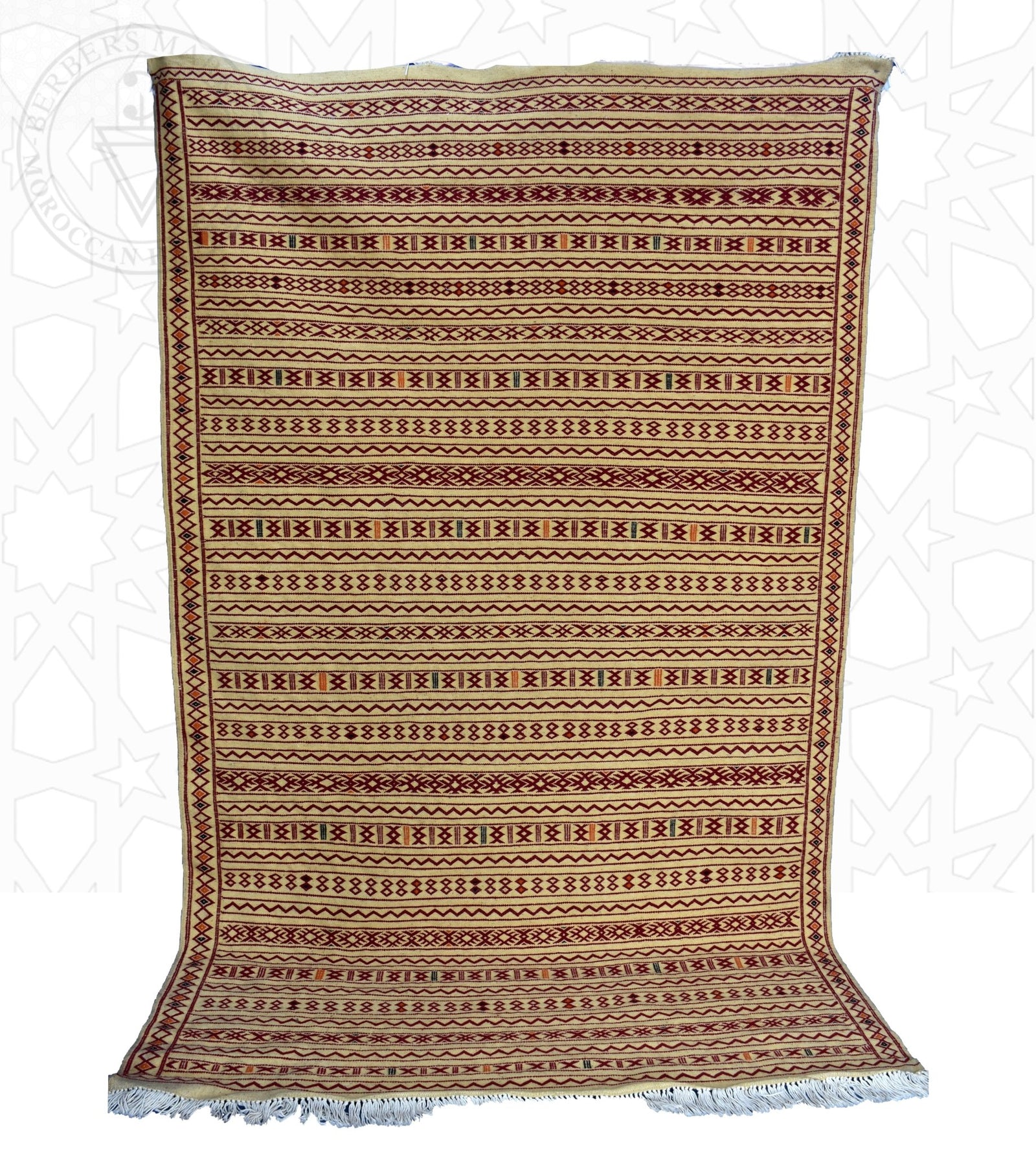 Flatweave kilim hanbal Moroccan rug - 6.37 x 11.5 ft / 194 x 350 cm - Berbers Market