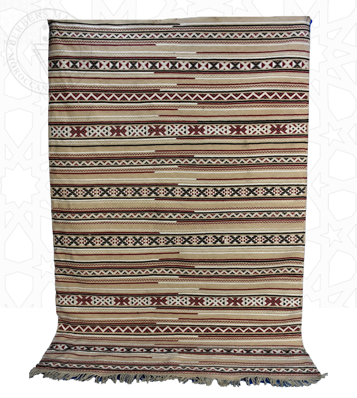 Flatweave kilim hanbal Moroccan rug - 6.4 x 9.85 ft / 195 x 300 cm - Berbers Market