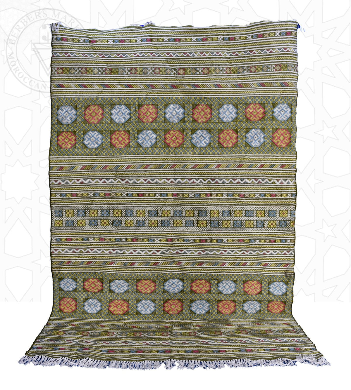 Flatweave kilim hanbal Moroccan rug - 6.57 x 9.85 ft / 200 x 300 cm - Berbers Market