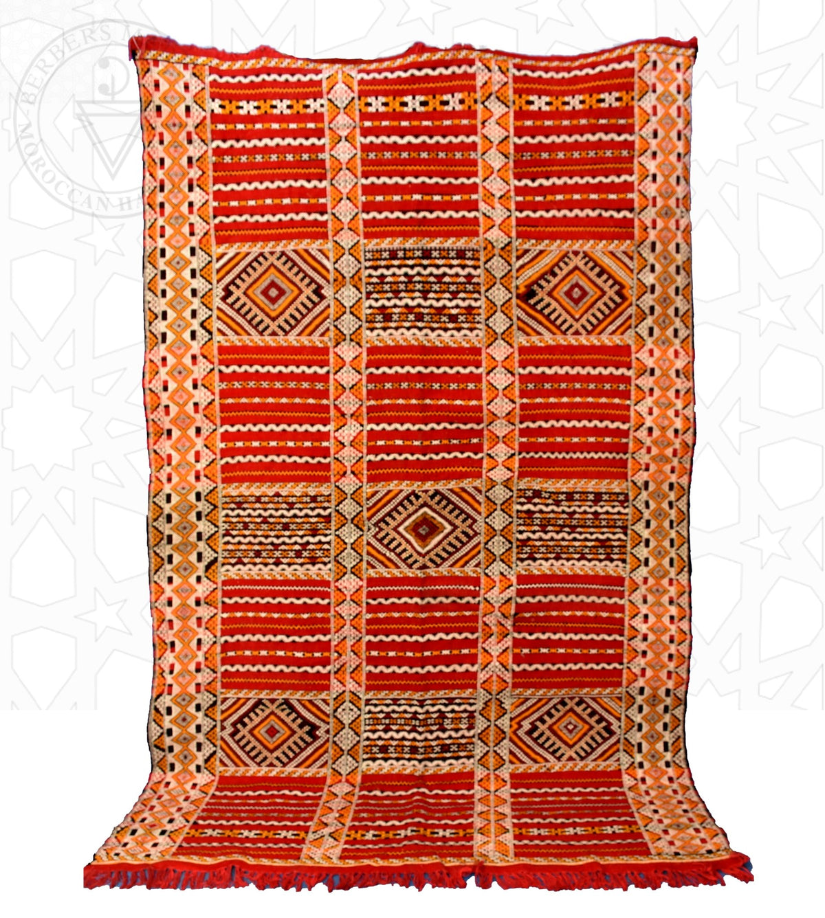 Flatweave kilim hanbal Moroccan rug - 6.57 x 9.85 ft / 200 x 300 cm - Berbers Market