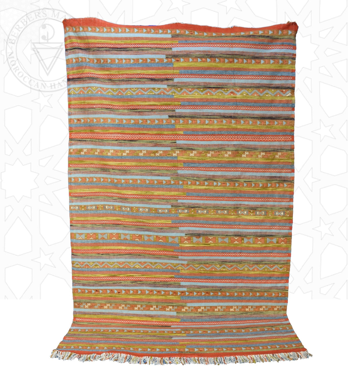 Flatweave kilim hanbal Moroccan rug - 6.57 x 9.85 ft / 200 x 300 cm - Berbers Market