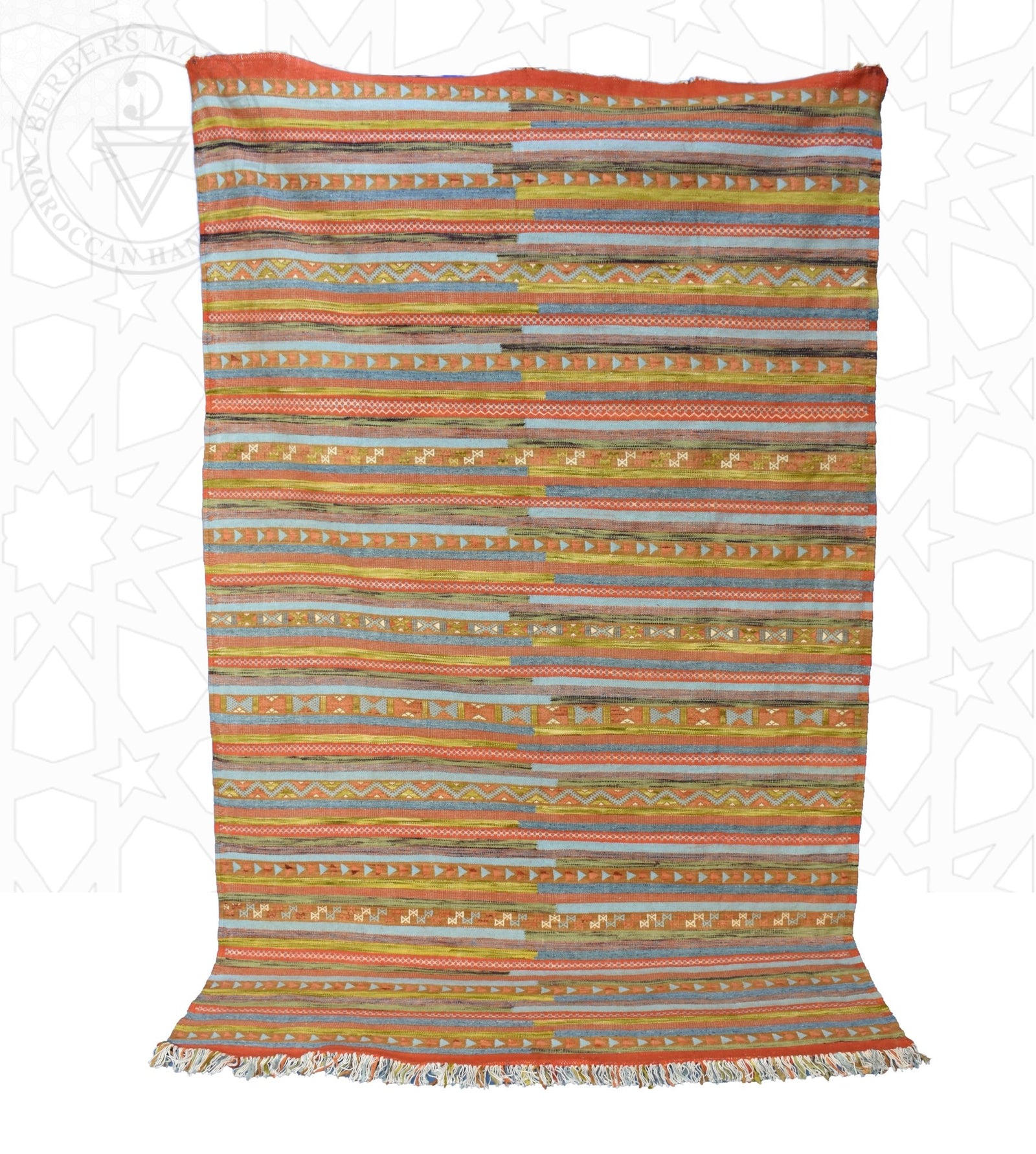 Flatweave kilim hanbal Moroccan rug - 6.57 x 9.85 ft / 200 x 300 cm - Berbers Market