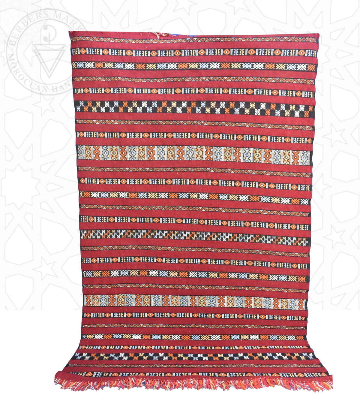 Flatweave kilim hanbal Moroccan rug - 6.57 x 9.85 ft / 200 x 300 cm - Berbers Market