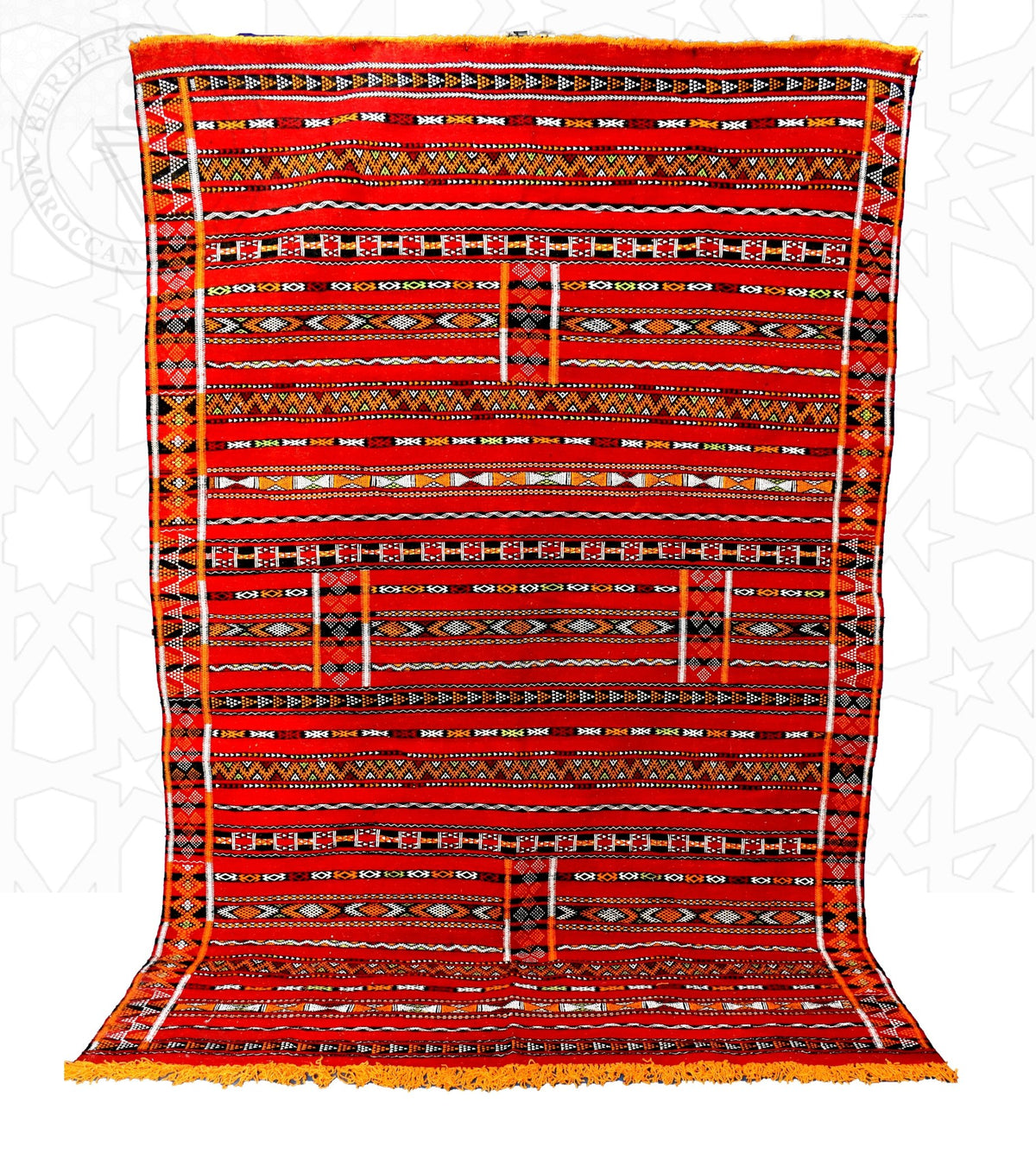 Flatweave kilim hanbal Moroccan rug - 6.75 x 10.2 ft / 205 x 310 cm - Berbers Market