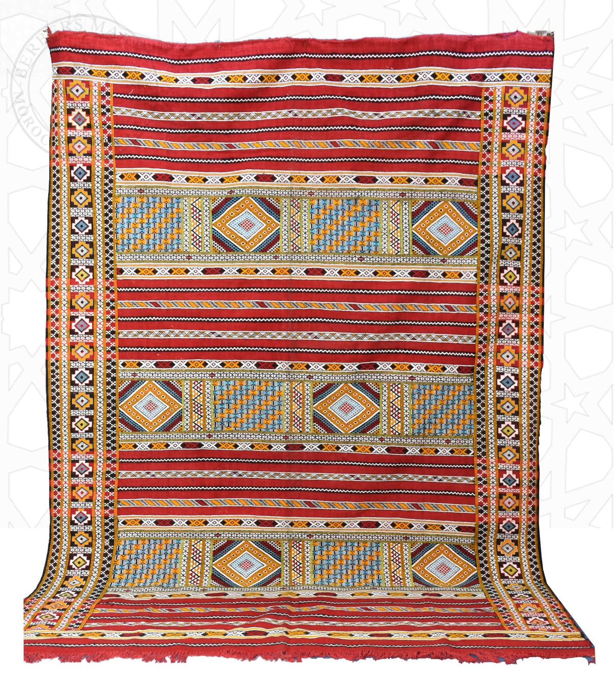 Flatweave kilim hanbal Moroccan rug - 7.9 x 10.34 ft / 240 x 315 cm - Berbers Market