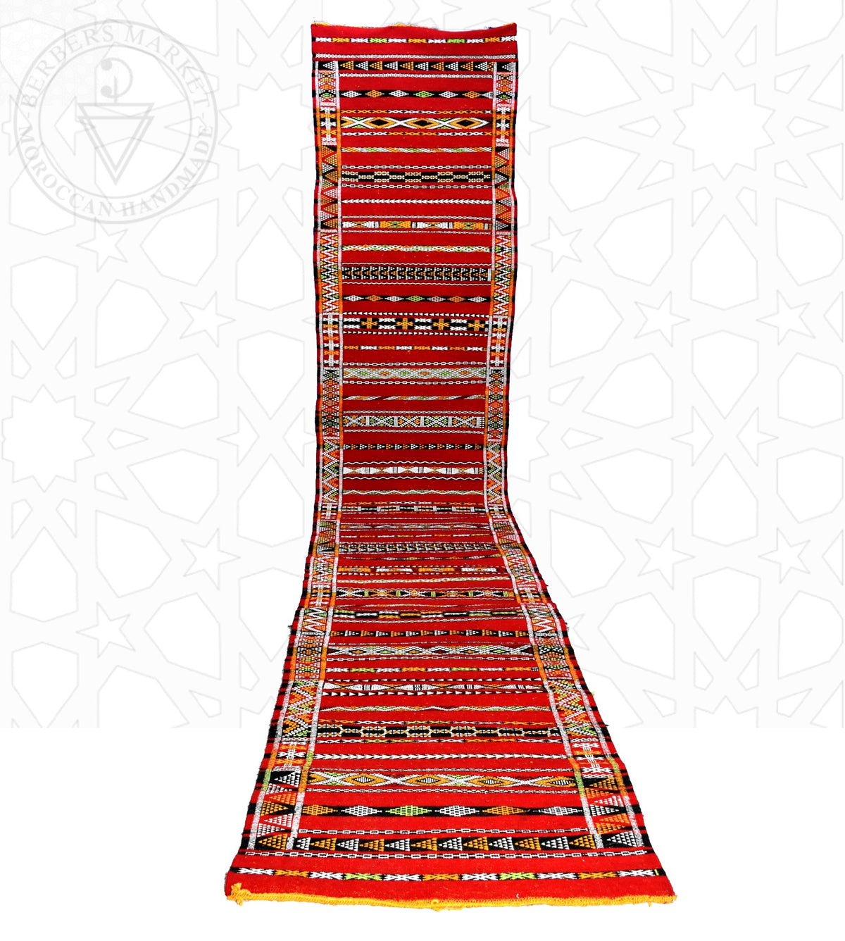 Flatweave Kilim Hanbal Moroccan runner rug - 2.8 x 17.56 ft / 85 x 535 cm - Berbers Market
