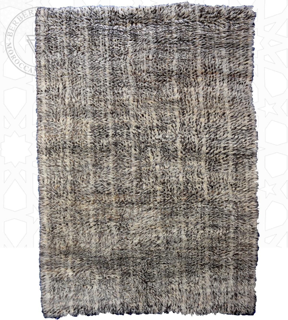 Grey shag Beni ourain Moroccan rug - 5.3 x 7.6 ft / 160 x 230 cm - Berbers Market