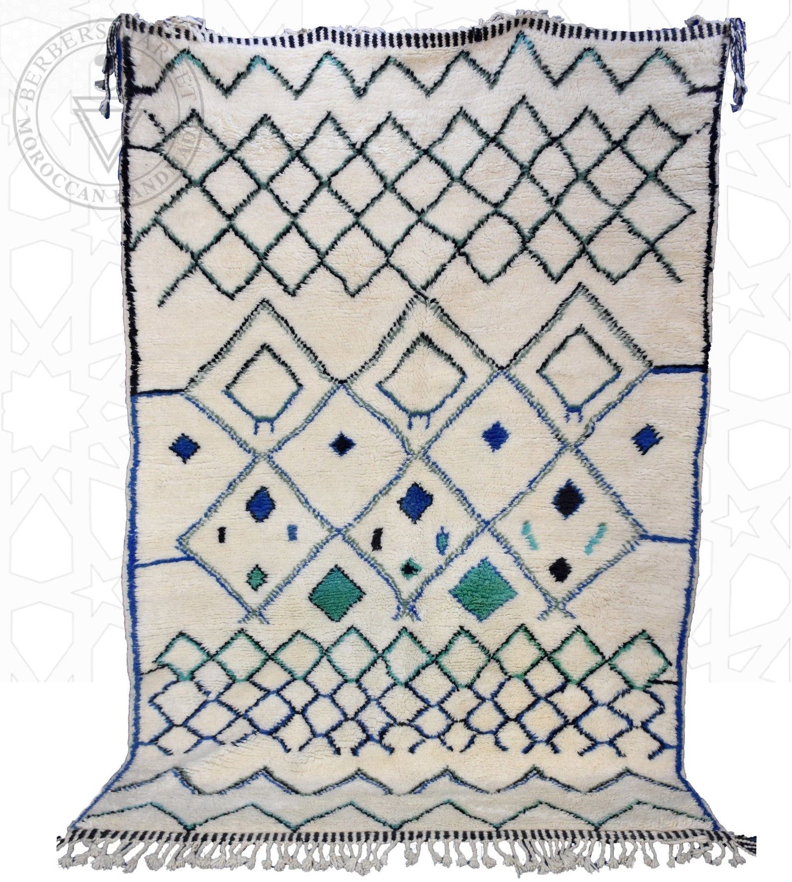 Neon Beni ourain Moroccan rug - 6.6 x 9.2 ft / 200 x 280 cm - Berbers Market