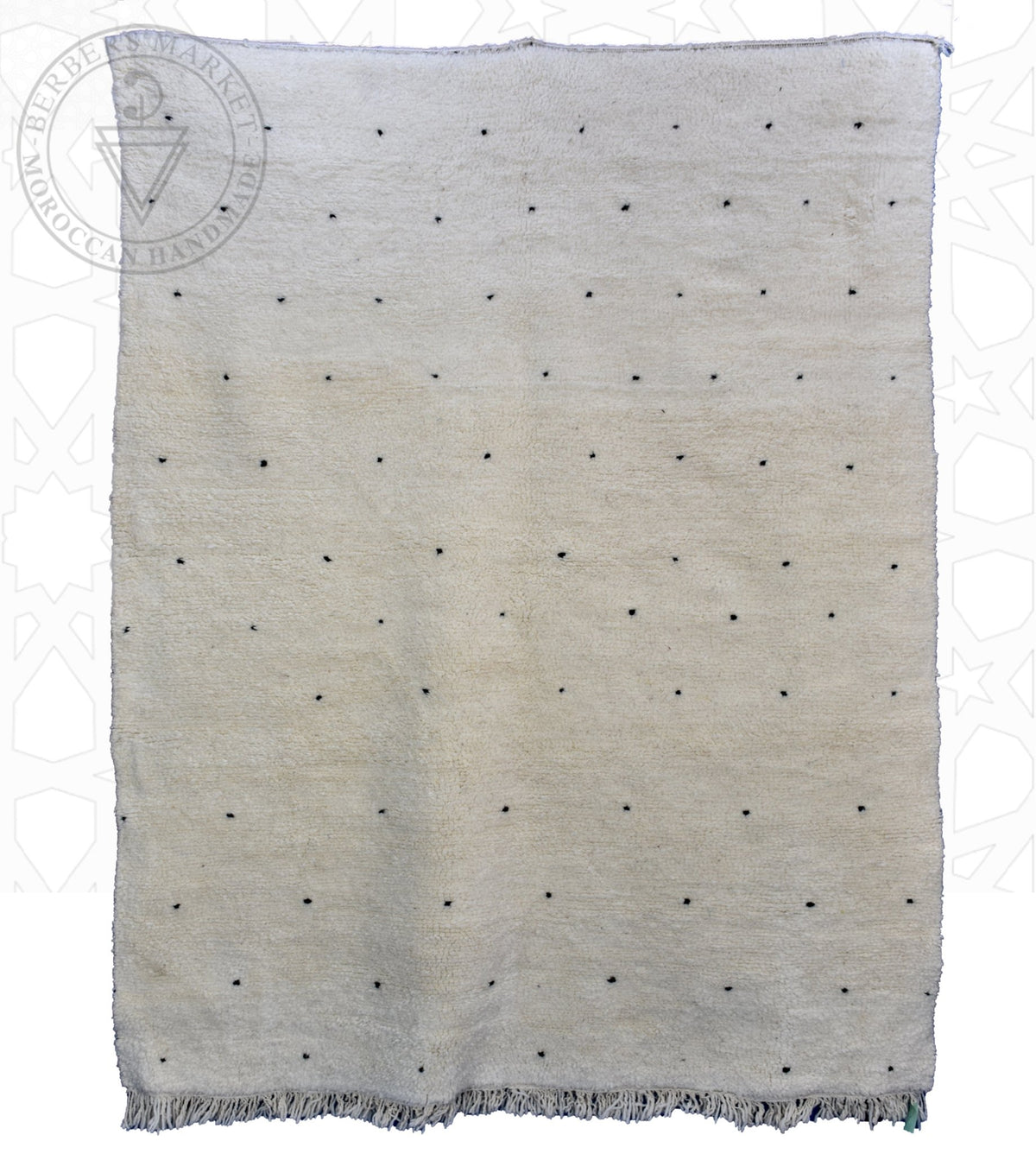 Polka dots Beni ourain Moroccan rug - 5.6 x 7.22 ft / 170 x 220 cm - Berbers Market