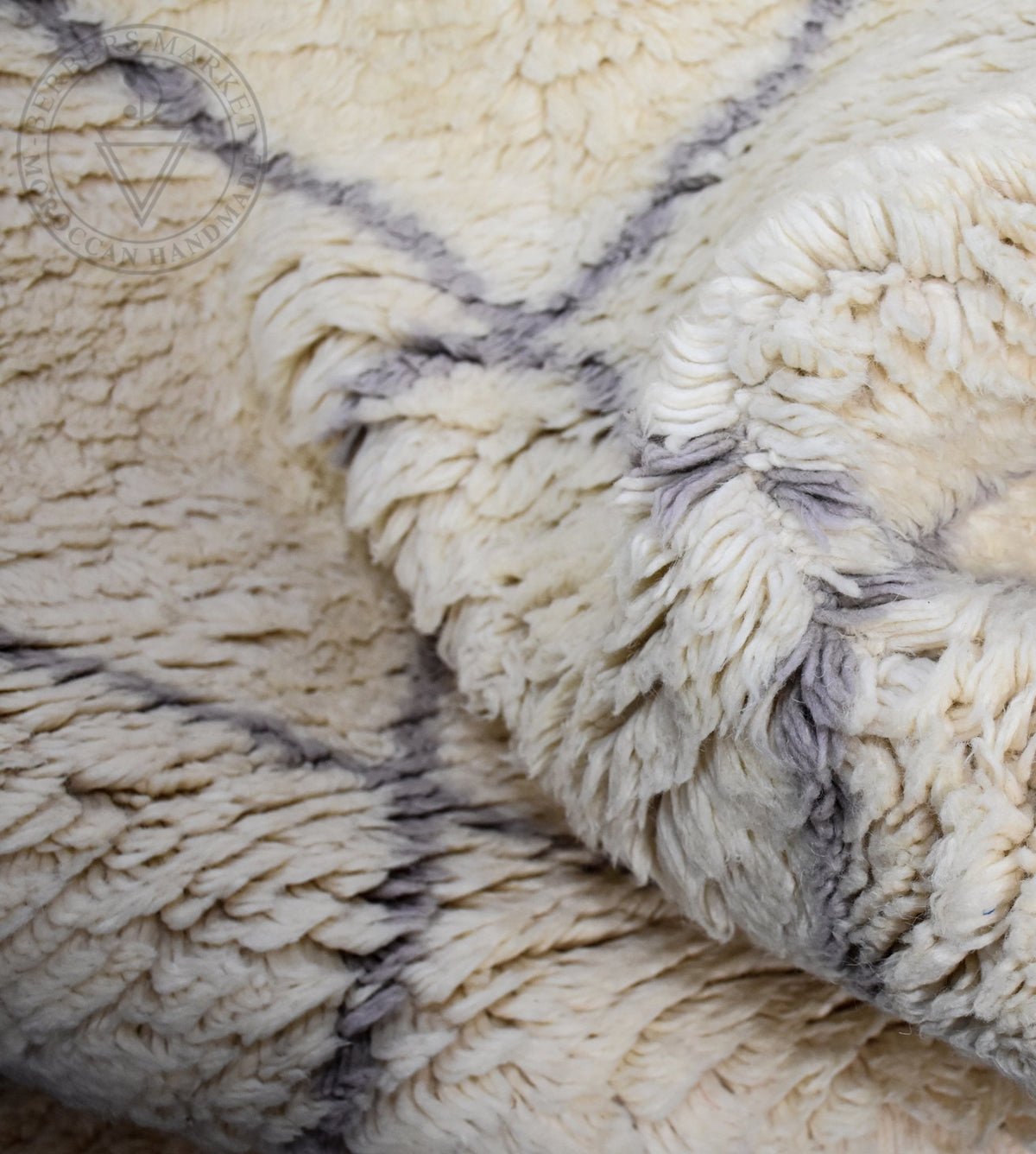 Purple lines Beni ourain Moroccan rug - 6.6 x 9.6 ft / 200 x 290 cm - Berbers Market