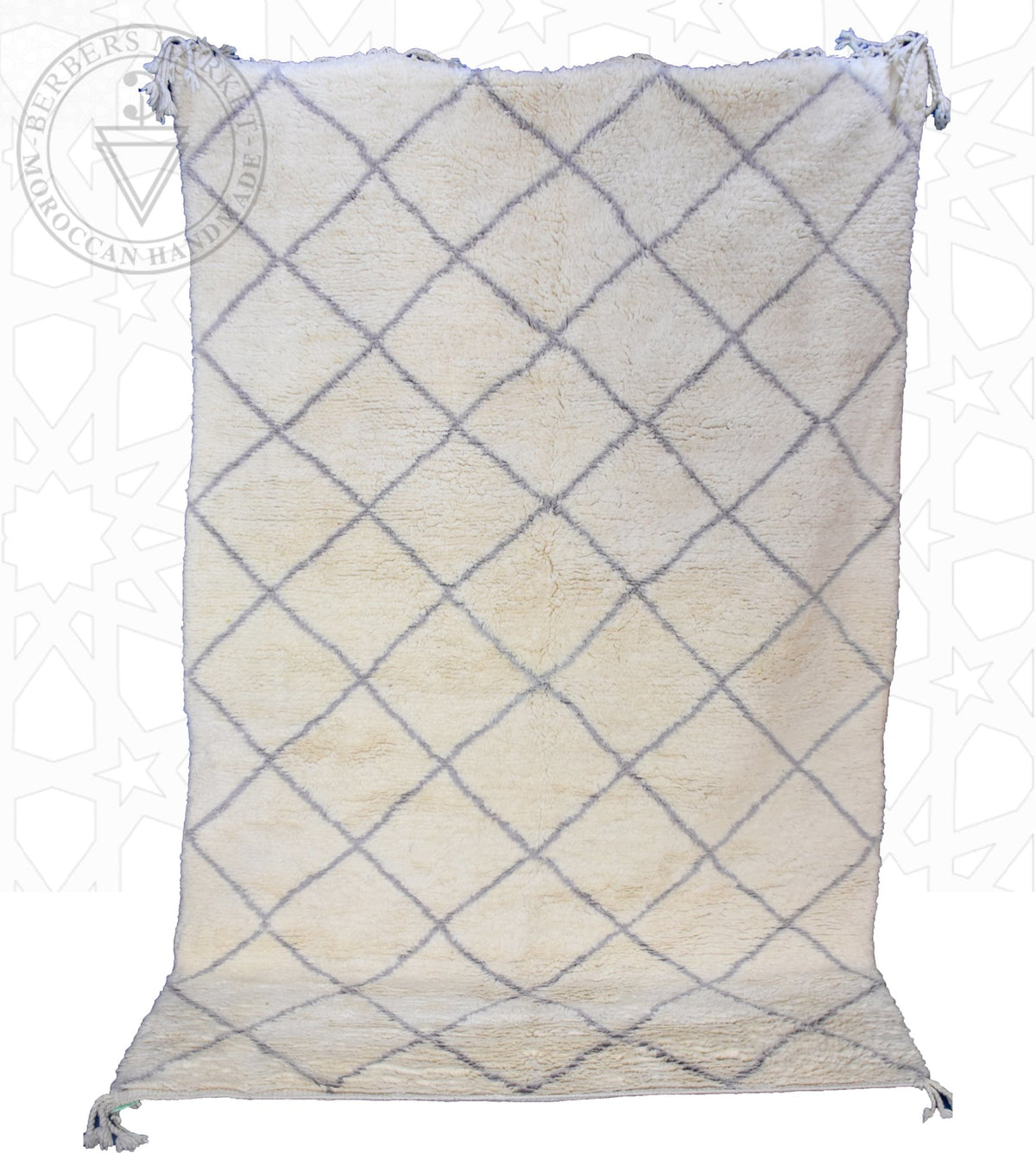 Purple lines Beni ourain Moroccan rug - 6.6 x 9.6 ft / 200 x 290 cm - Berbers Market