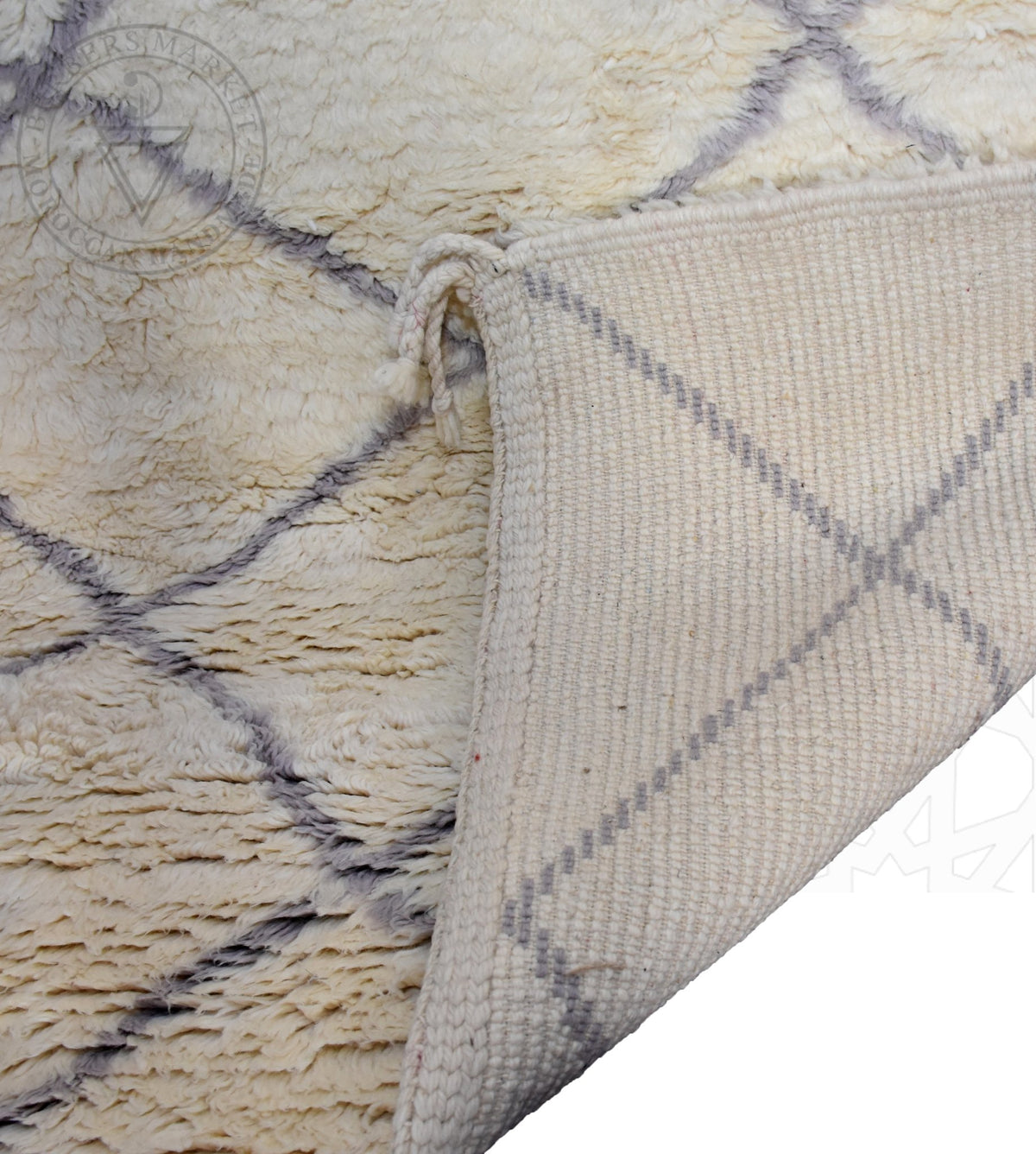 Purple lines Beni ourain Moroccan rug - 6.6 x 9.6 ft / 200 x 290 cm - Berbers Market