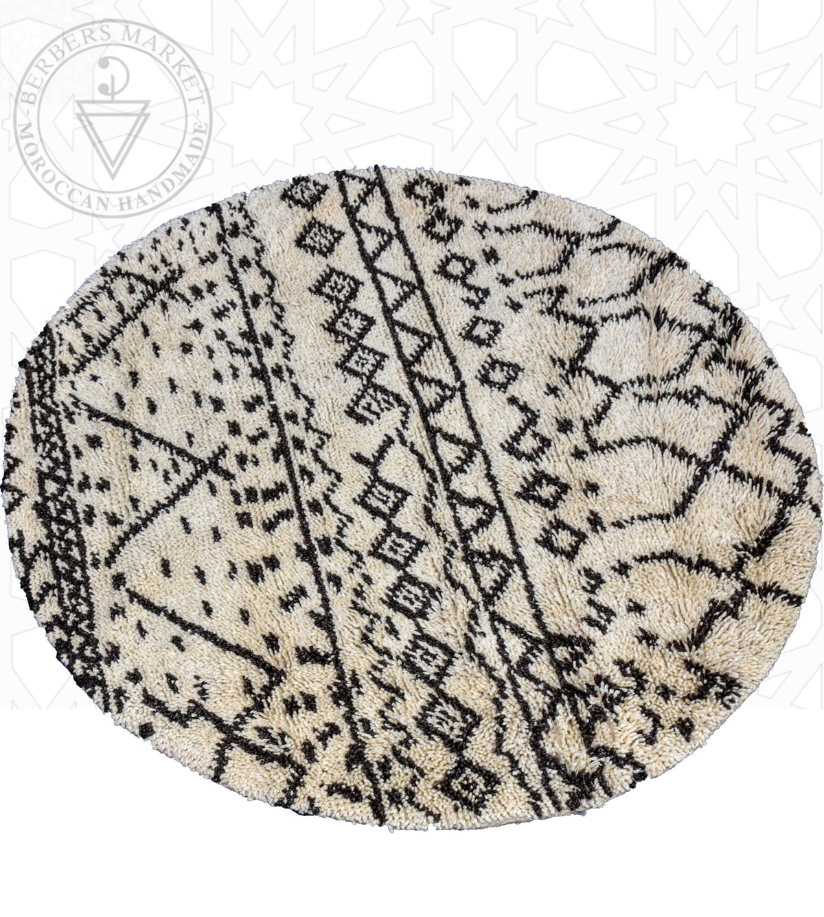 Round Beni ourain Moroccan rug - 4.95 x 4.95 ft / 150 x 150 cm - Berbers Market