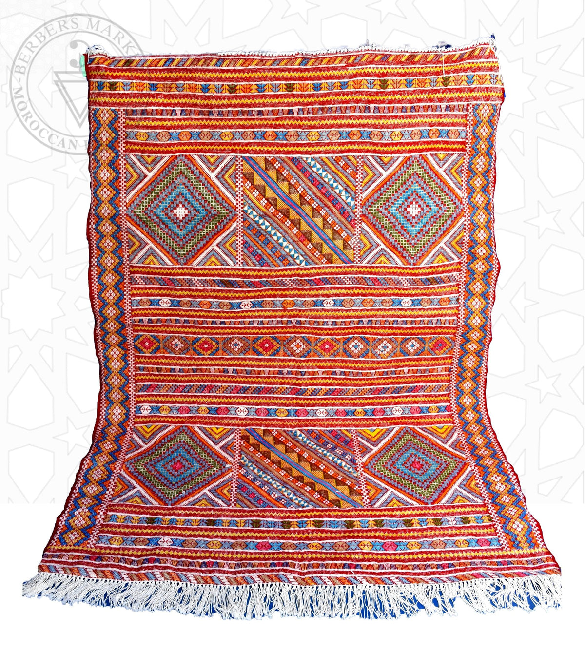Taznakht Kilim flatweave Moroccan rug - 4.76 x 6.24 ft / 145 x 190 cm - Berbers Market
